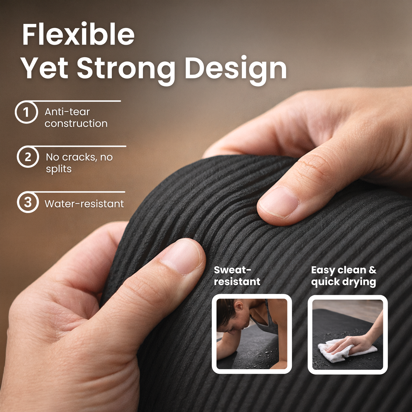 Lockie Fitness Yoga Mat 8 mm Thick, Non Slip Exercise Mat for Women and Men, TPE Foam Pilates Mat, Gym Mat for Home Workout, Yoga, Pilates, Exercise & Gymnastics, 180 x 60 cm - Black