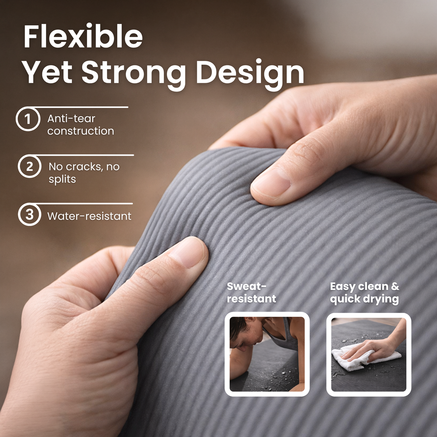 Lockie Fitness Yoga Mat 8 mm Thick, Non Slip Exercise Mat for Women and Men, TPE Foam Pilates Mat, Gym Mat for Home Workout, Yoga, Pilates, Exercise & Gymnastics, 180 x 60 cm - Grey