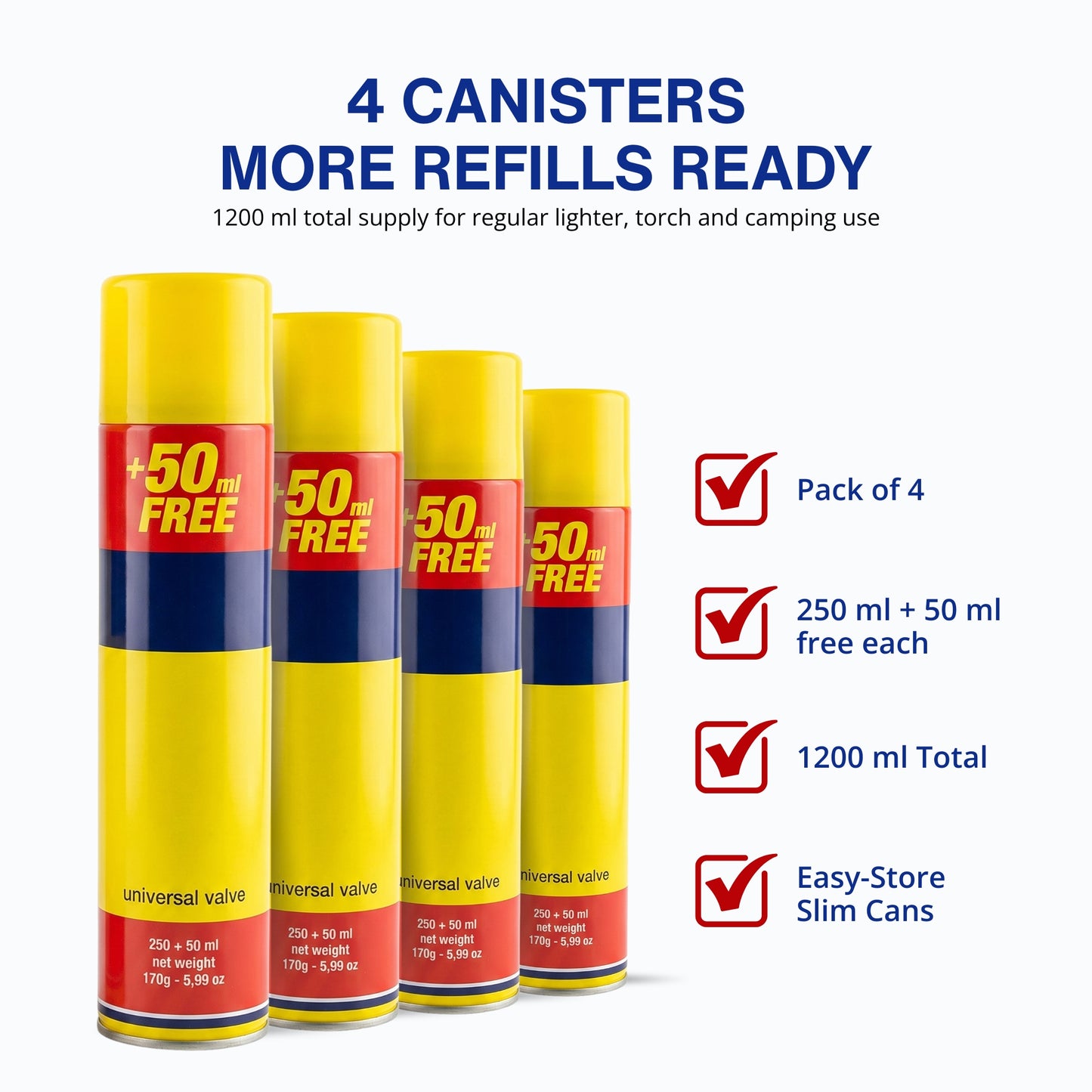 Straame Clipper Gas Refill Canister - 300ml Capacity- Universal Refill Fluid for Lighters, Torches, and Camping Stoves (Pack of 4)