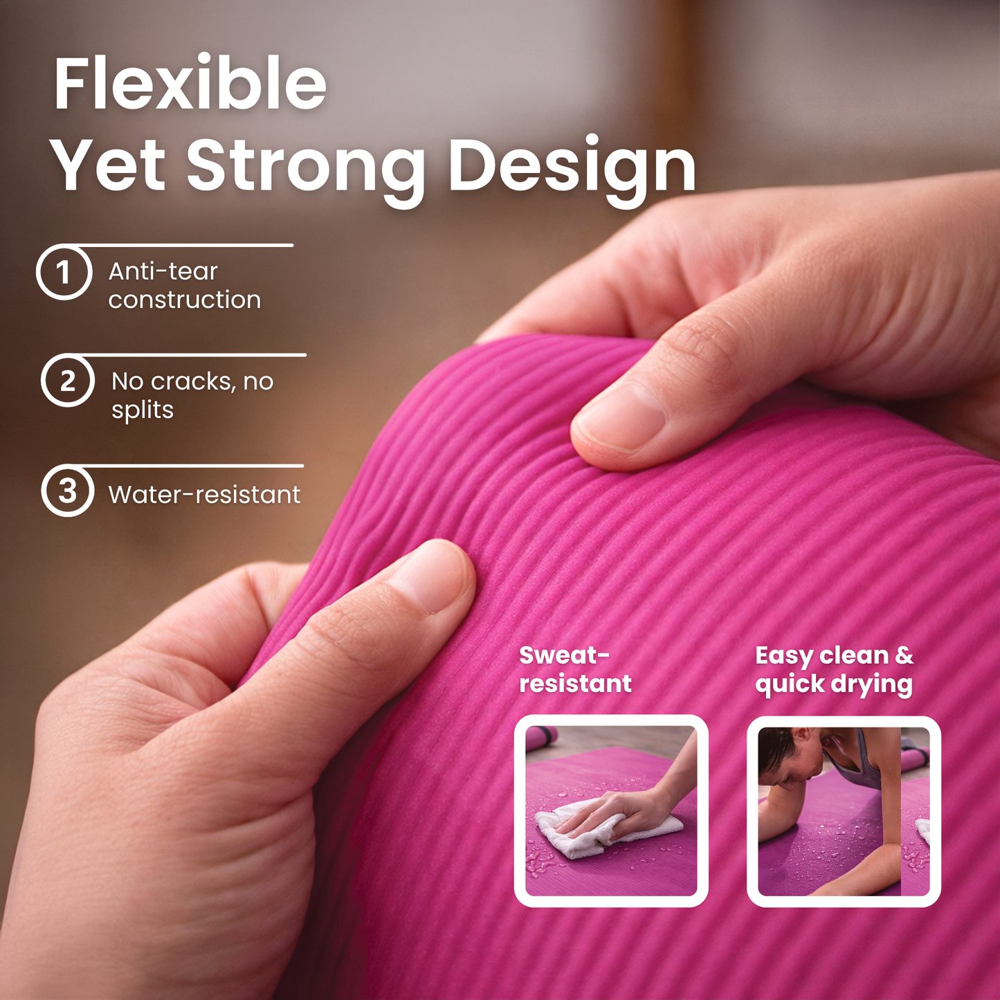 Lockie Fitness Yoga Mat 8 mm Thick, Non Slip Exercise Mat for Women and Men, TPE Foam Pilates Mat, Gym Mat for Home Workout, Yoga, Pilates, Exercise & Gymnastics, 180 x 60 cm - Pink