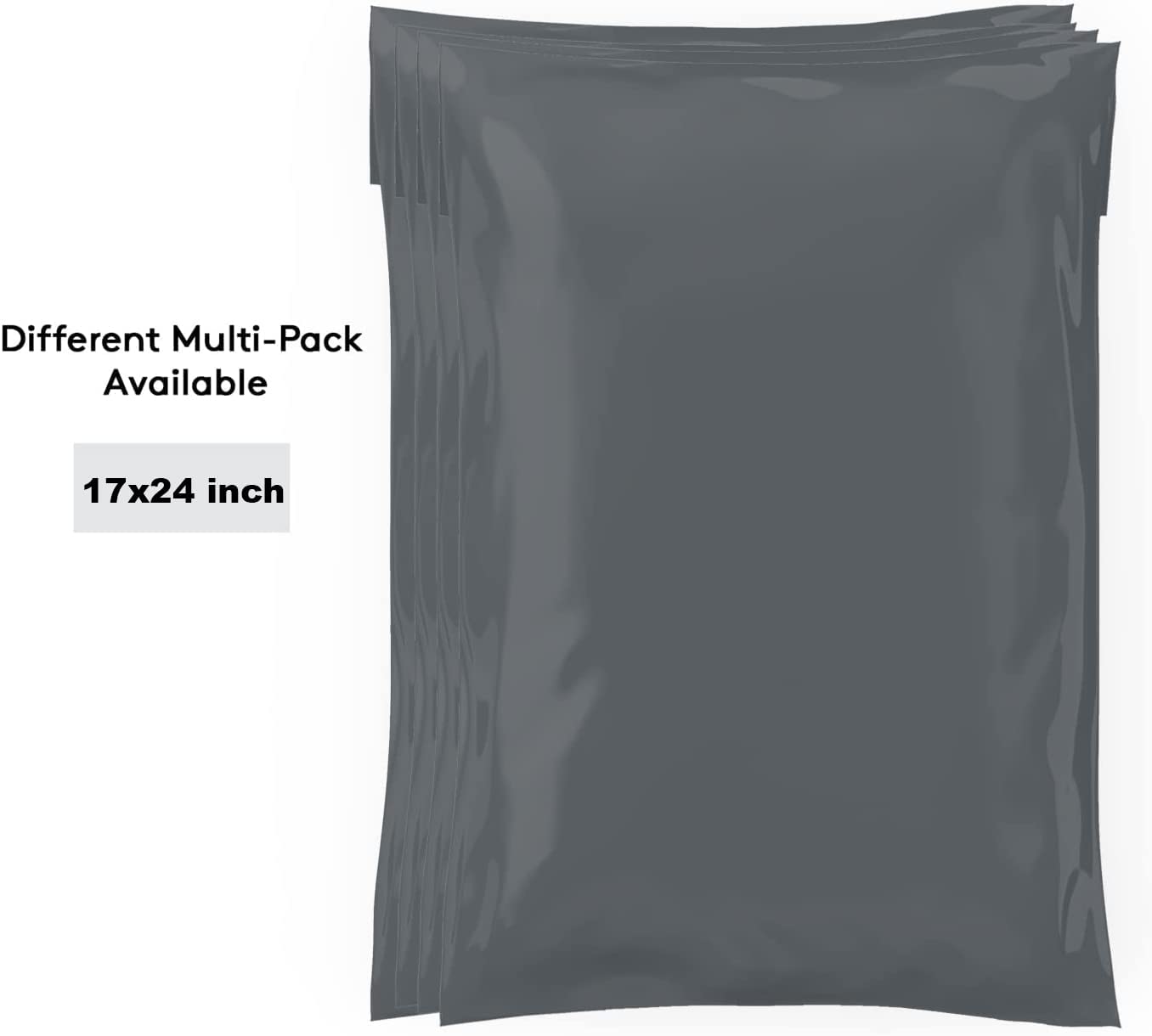 Mailing Bags, Grey Parcel Delivery Bags with Self-Seal Closure, Flexible Lightweight and Tear Proof Postal Mailing Bags, Multipack Mailing Envelope Bags (17x24, 50pk)