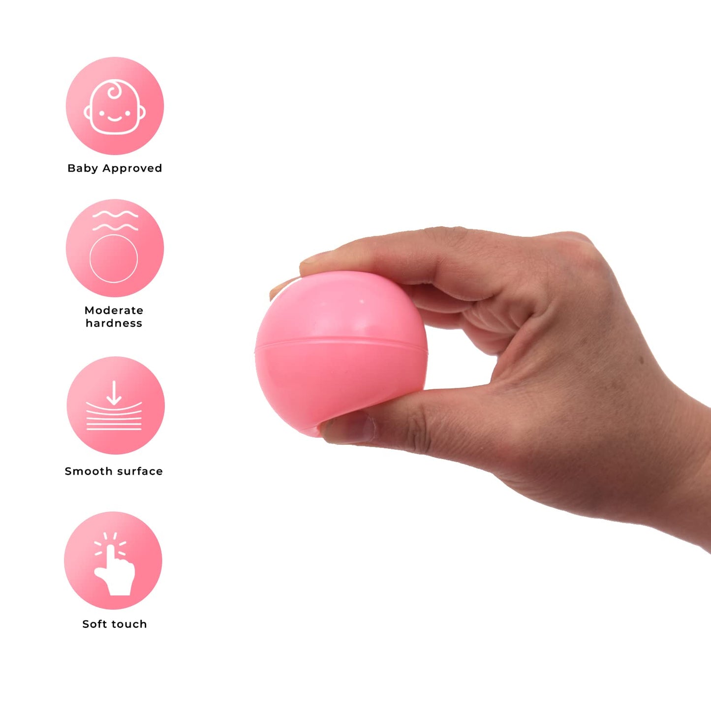 Straame Playballs, Soft Pit Balls for Kids, Small Colourful Plastic Balls, Crush Proof, Smooth Soft Surface, Toxic Free, Baby Approved Playball Set (Pink and Baby Pink, 100 Balls)