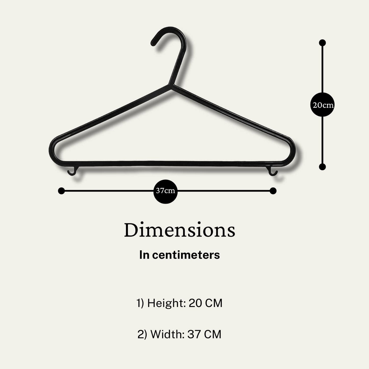 STRAAME Black Plastic Hangers with Hooks - Premium Adult Clothes Hangers - Thick, Strong & Space Saving - Pack of 25