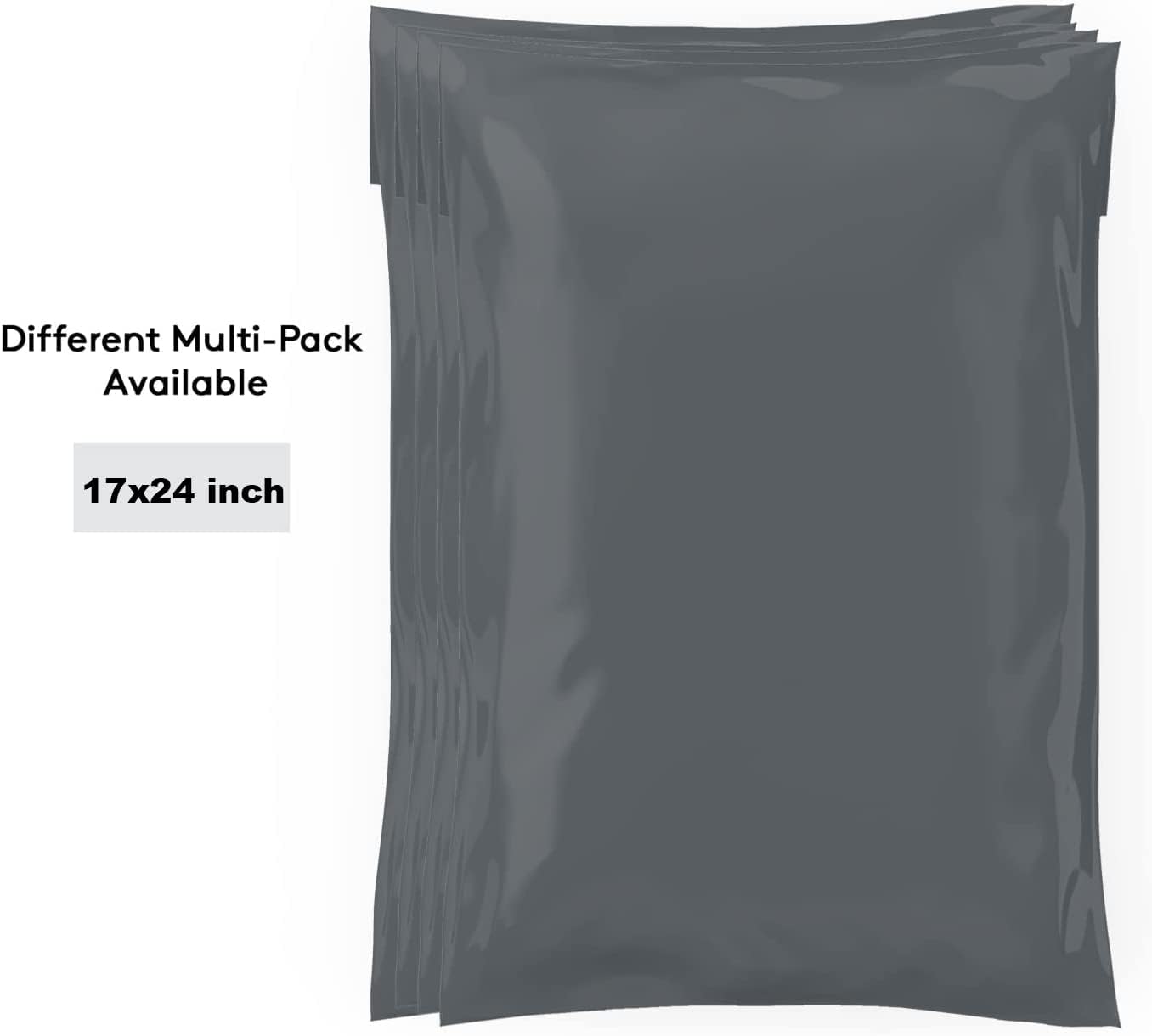 Mailing Bags, Grey Parcel Delivery Bags with Self-Seal Closure, Flexible Lightweight and Tear Proof Postal Mailing Bags, Multipack Mailing Envelope Bags (17x24, 100pk)