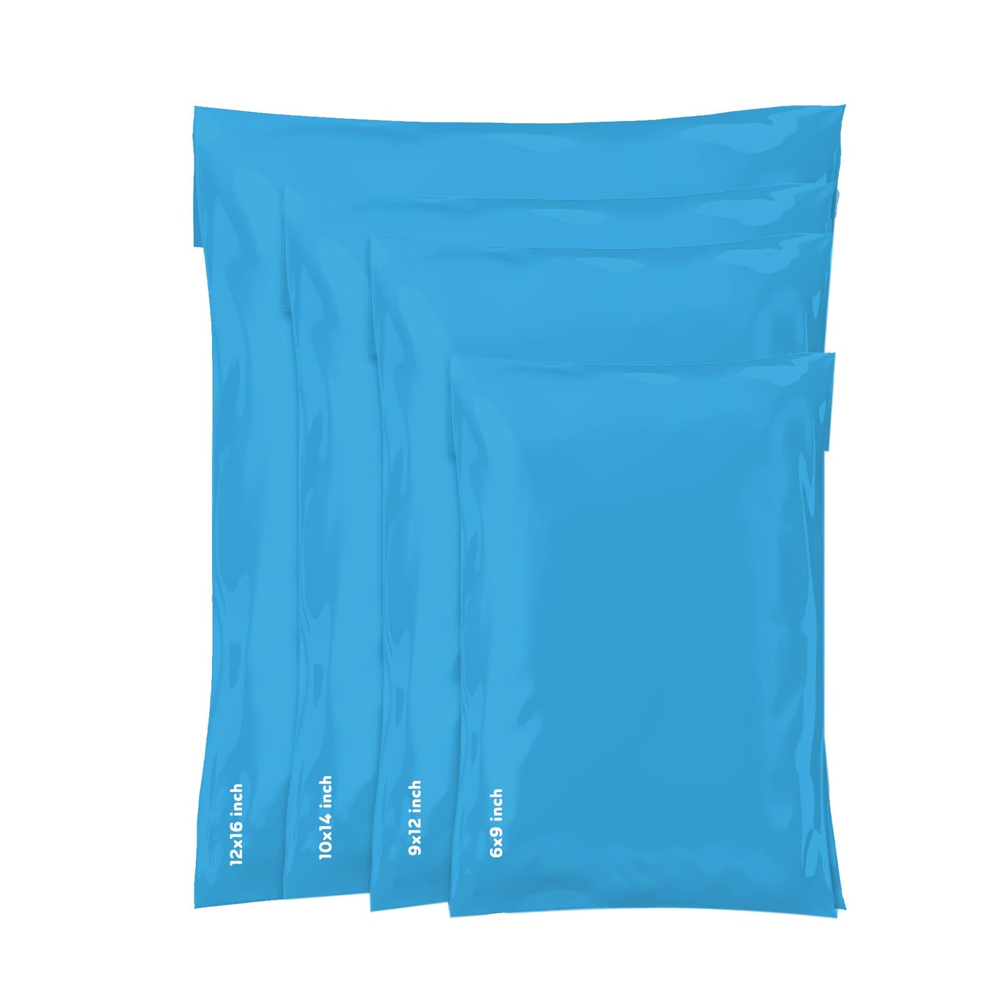 Mixed Size Grey Mailing Postal Bags, Self-Seal Closure Packaging Mailers, Delivery Mailing Bag Flexible and Tempered Proof, Secure Small to Large Postal Mailers (Blue, 100)