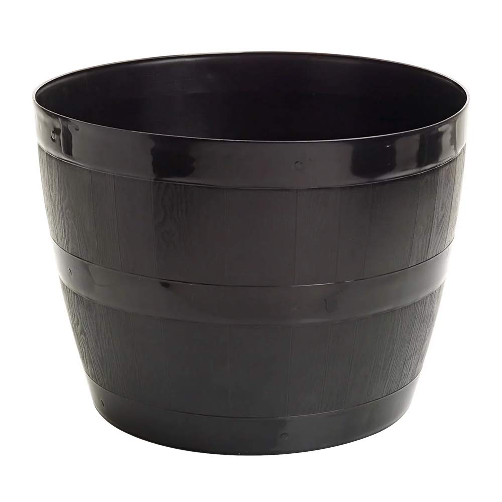 Straame Plant Pot Tub, 50 Liters Gardening Flower Pots - Indoor Or Outdoor Planter - Multi-Purpose - Makes Your Living Space Bloom (Black Barrel Plantar Large- 45x33x34 cm)
