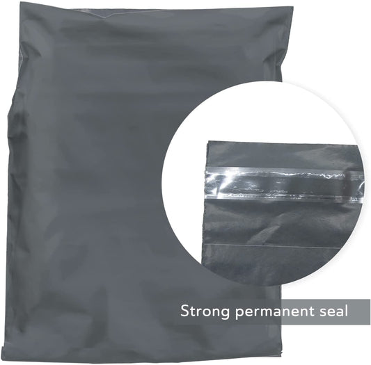Mailing Bags, Grey Parcel Delivery Bags with Self-Seal Closure, Flexible Lightweight and Tear Proof Postal Mailing Bags, Multipack Mailing Envelope Bags (17x24, 50pk)