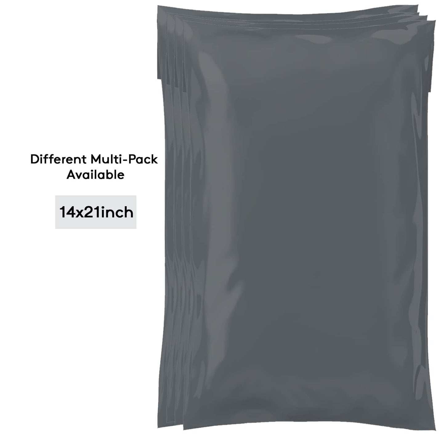 Mailing Bags, Grey Parcel Delivery Bags with Self-Seal Closure, Flexible Lightweight and Tear Proof Postal Mailing Bags, Multipack Mailing Envelope Bags (14x21, 50pk)