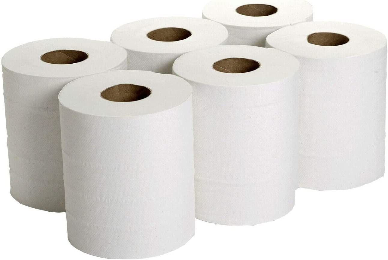 TPZ The Packaging Zone - Wall Mounted Lockable Rolls – 2 Ply Embossed Centre Feed Paper Hand Towel Rolls - Multi-Purpose Use – Suitable for Home and Office Use (White, Pack of 12)