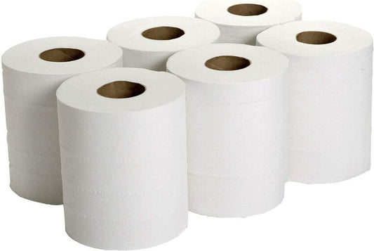 TPZ The Packaging Zone - Wall Mounted Lockable Rolls – 2 Ply Embossed Centre Feed Paper Hand Towel Rolls - Multi-Purpose Use – Suitable for Home and Office Use (White, Pack of 12)
