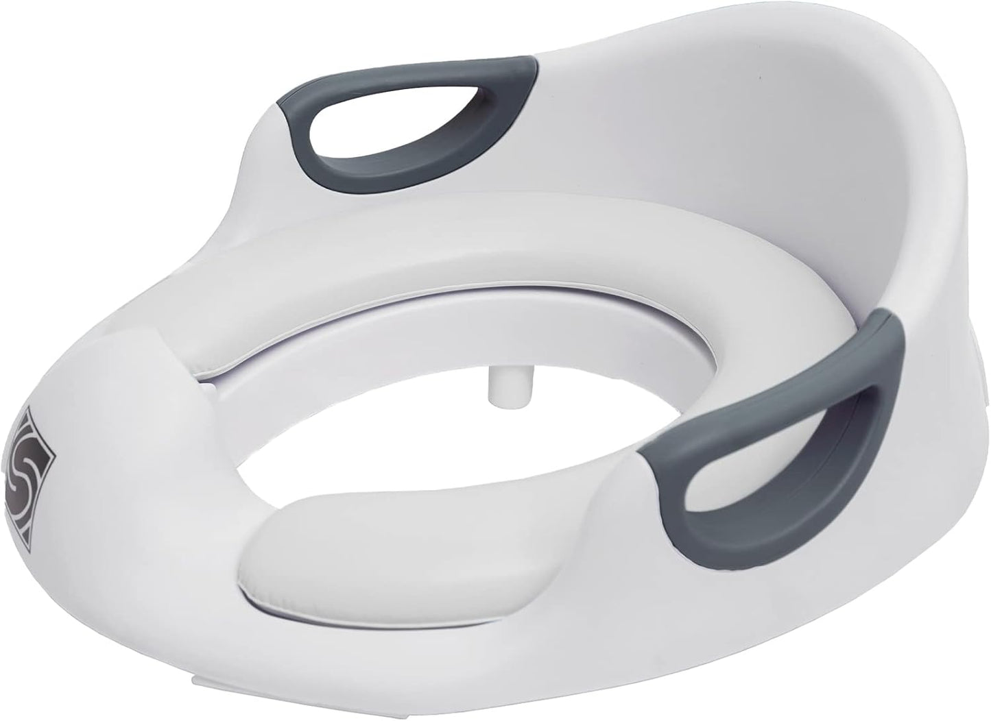 Straame Baby Toilet Seat, Potty Training Seat for Toddlers with Handles, Backrest and Anti-Splash Design, Easy to Clean Toilet Seat with 2 Soft Removable Cushions (White)