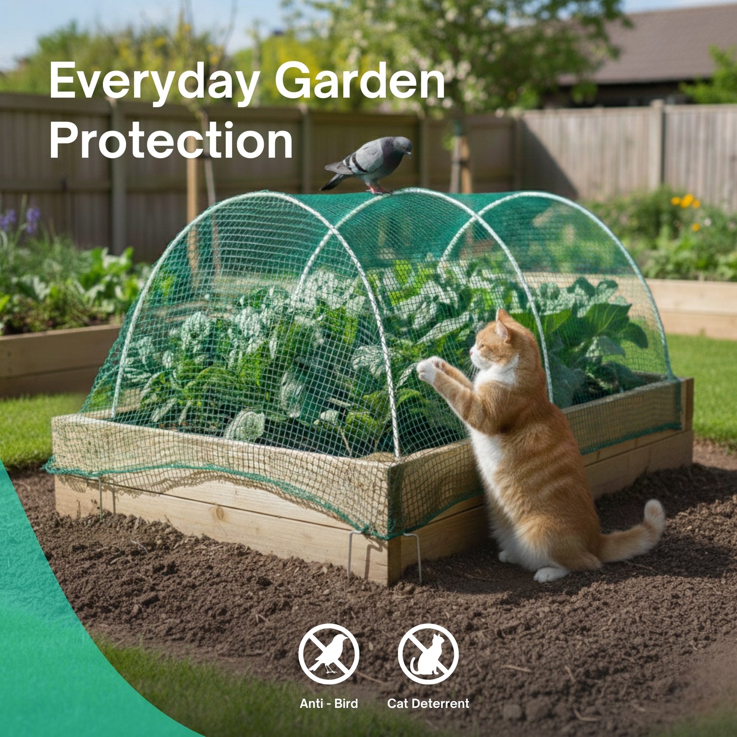 Straame Garden Netting 2m x 10m, Green Nylon Fine garden mesh, Gardening Bird Netting for Vegetable Patch, Allotment & Pond Net Cover, Plant Protection, Cat Deterrent, UV Resistant (pack of 2)