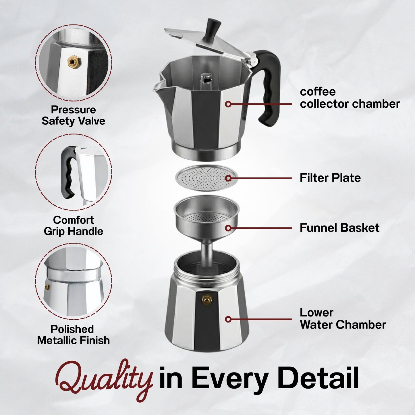 Straame Stovetop Espresso Maker Coffee Pot | Classic Moka Coffee Maker for Rich, Authentic Espresso | Easy to Use | Ideal for Home or Office Brewing (9 Cup)