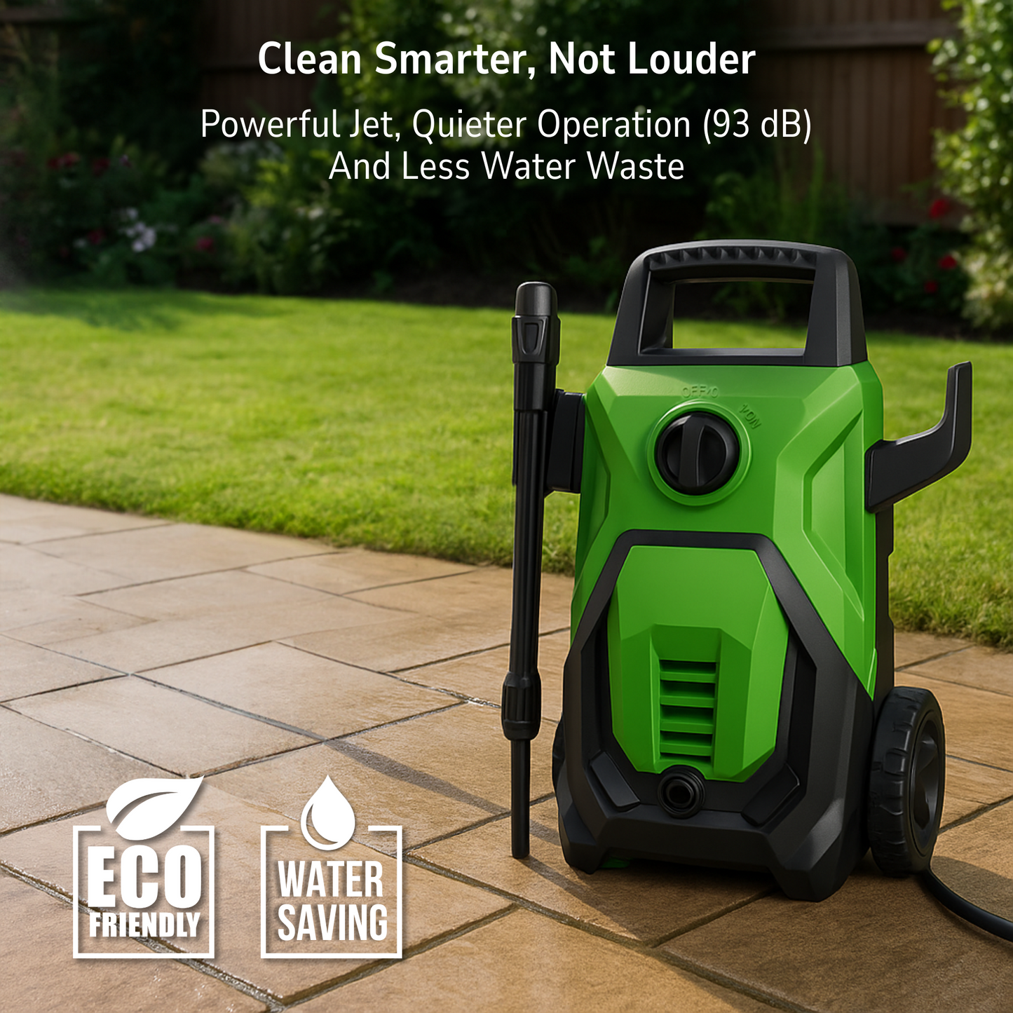 Straame Green 1600W Elite Pressure Washer, 120 Bar Max (80 Bar Rated), 7 L/min, 5 m Hose & Cable, Adjustable Spray Gun, Twist Nozzle, 250 ml Detergent Bottle & Car Brush for Patio, Car & Garden