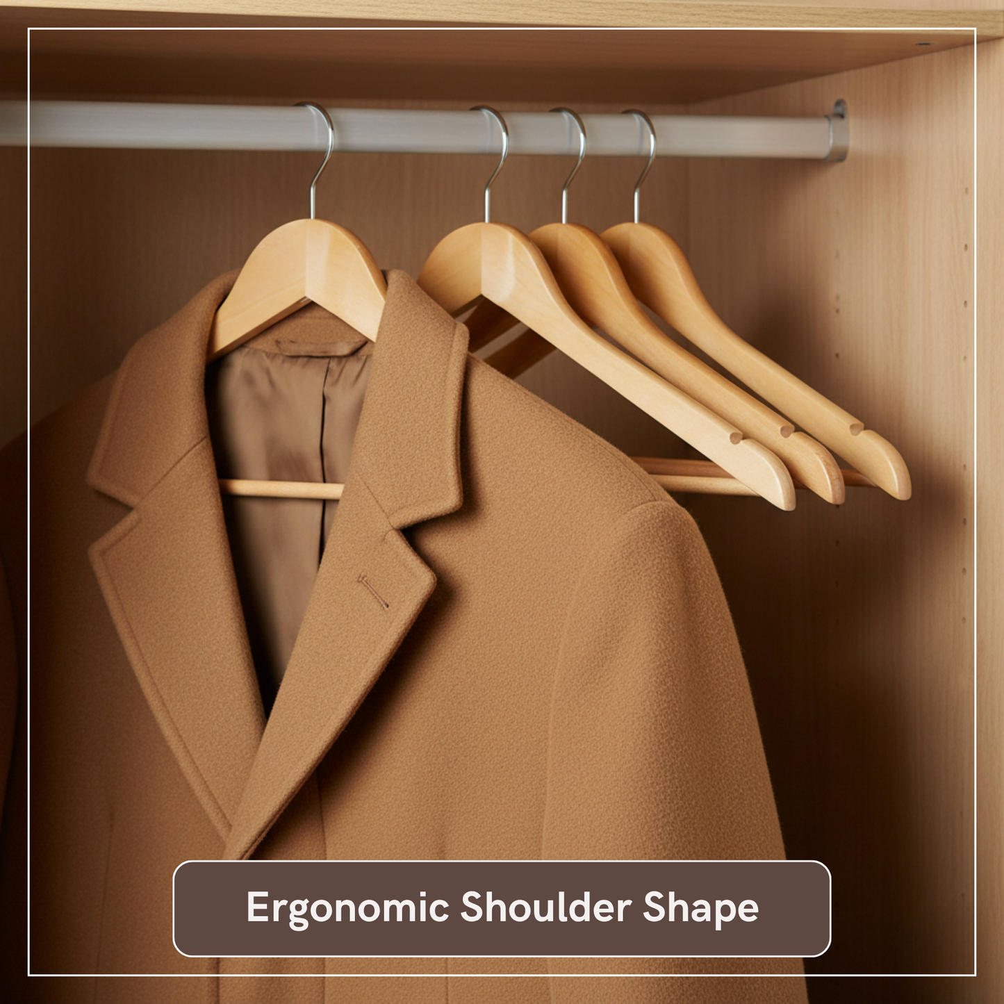 Straame Home | Strong Brown Wooden Coat Hangers |Made with Natural Wood and Non-Slip Trouser bar | Extra Smooth Finish | Strong Shoulder Notches | Pack of 20