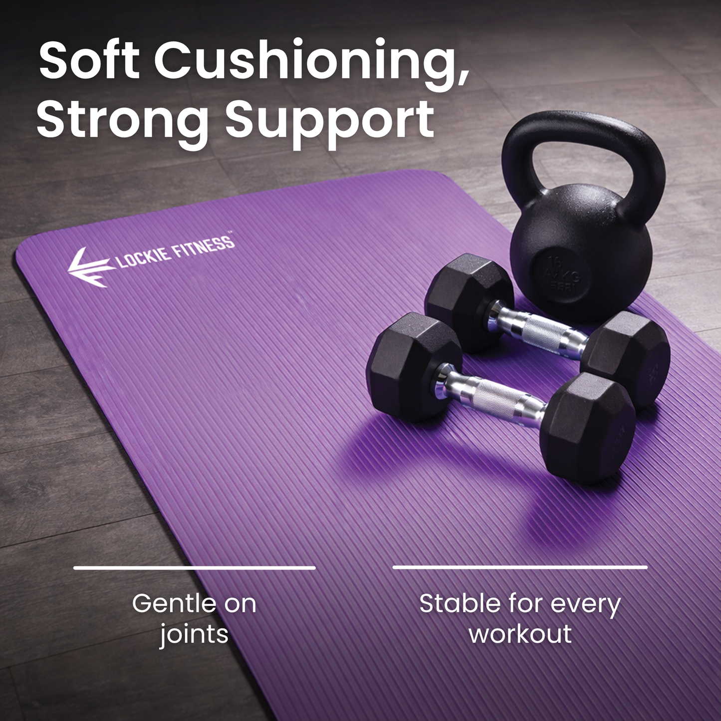 Lockie Fitness Yoga Mat 8 mm Thick, Non Slip Exercise Mat for Women and Men, TPE Foam Pilates Mat, Gym Mat for Home Workout, Yoga, Pilates, Exercise & Gymnastics, 180 x 60 cm - Purple