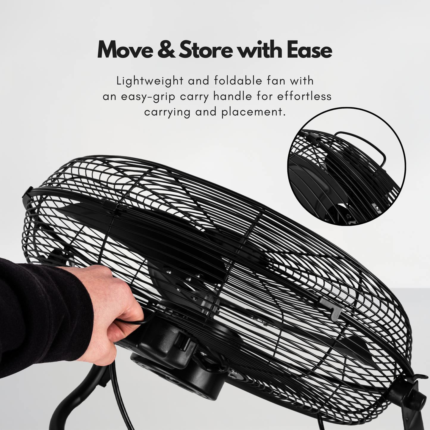 Straame Floor Fan – Quiet Portable Steel Floor Fan with 3 Speeds, High Velocity & Adjustable Head for Bedroom, Home & Gym – 1.8m Cable (20 Inch)