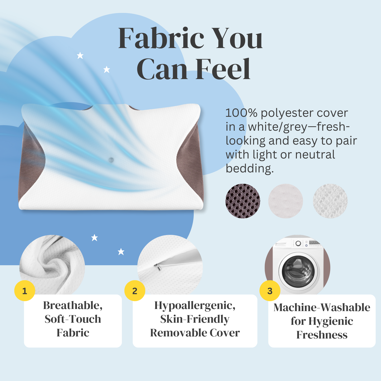 StraaStraame Cervical Memory Foam Pillow for Neck Pain – Ergonomic Butterfly Orthopedic Pillow with Contour Neck Support for Side, Back & Stomach Sleepers – Dual-Height Design & Breathable Removable Cover