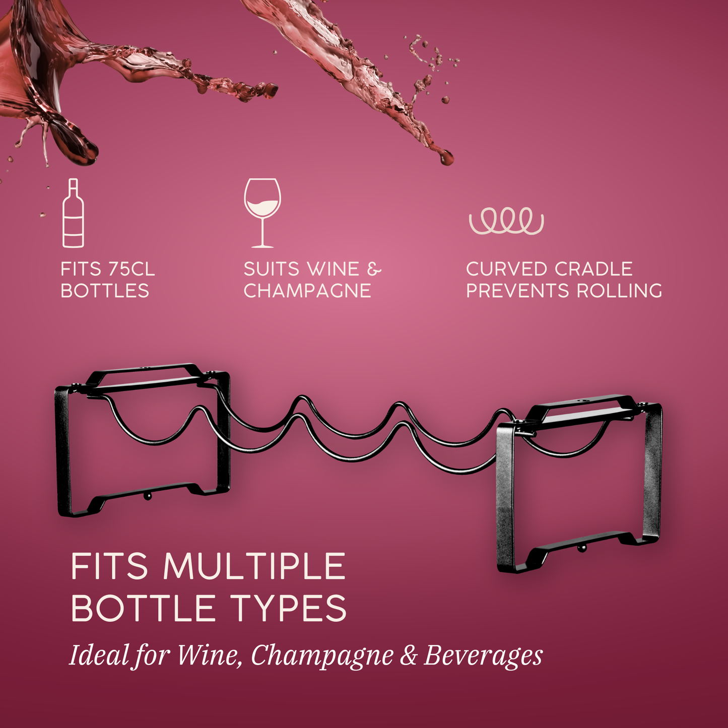 Straame 3 Tier Metal Wine Rack – Stackable Bottle Rack for Wine Storage – Wine Racks Free Standing Organiser for Countertop, Shelf or Cupboard – Modular Wire Rack Holder – Modern Design (Black)