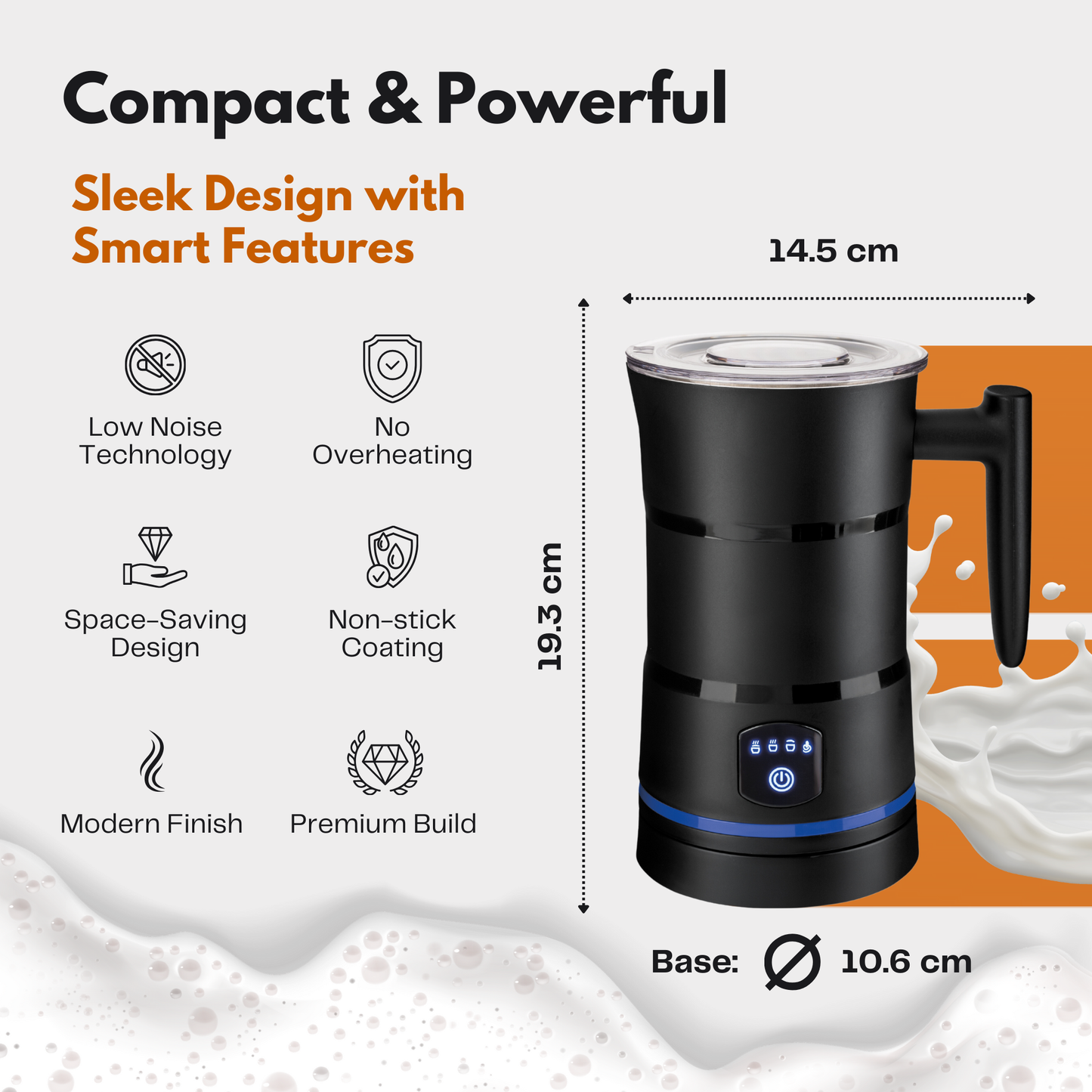 Straame Electric Milk Frother – Professional Automatic Foam Maker for Lattes, Cappuccinos & Hot Chocolates, Stainless Steel, Whisk & Froth in Seconds, Versatile Modes – Ideal for Home & Office Use