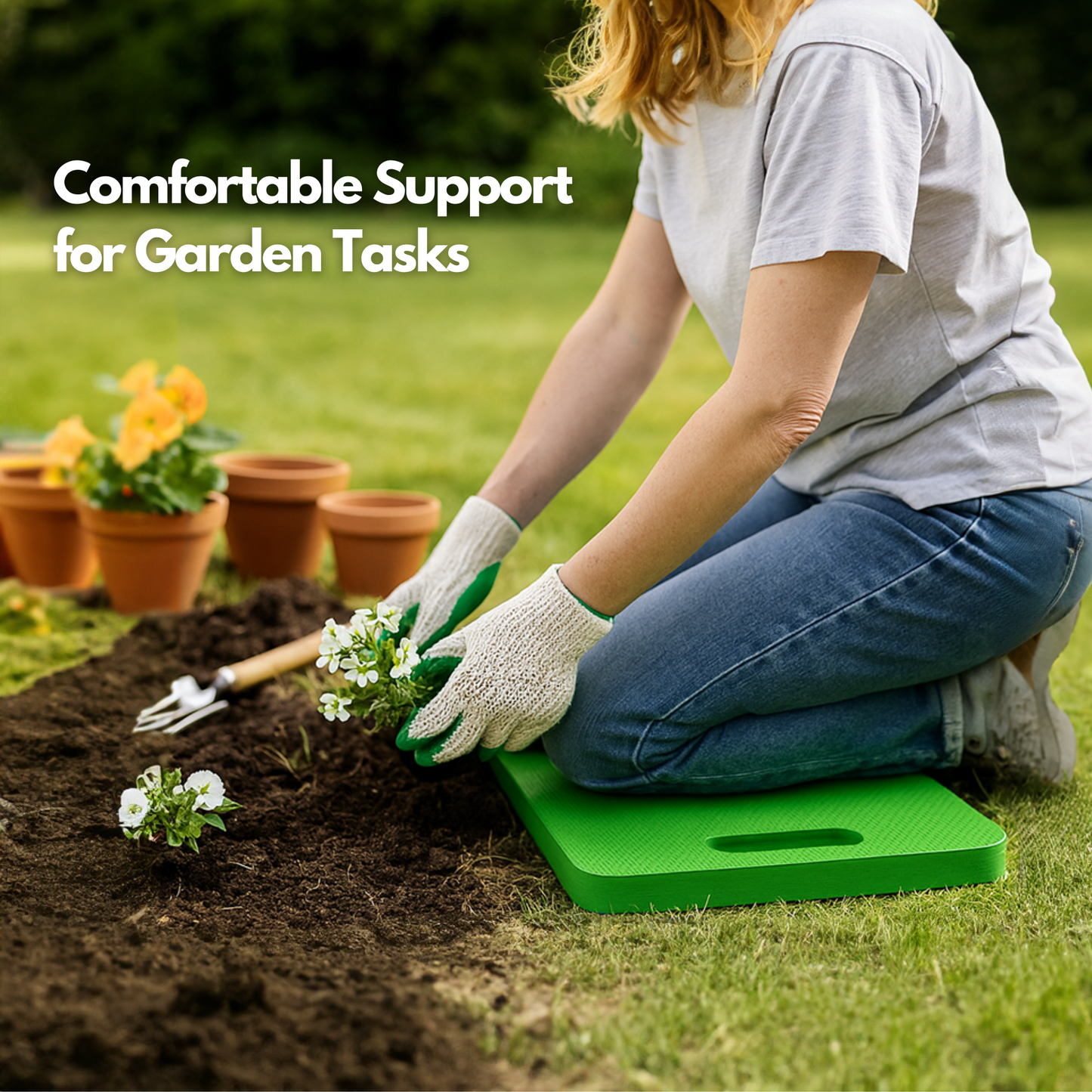Straame Garden Kneeling Pad – Comfortable EVA Foam Kneeler Mat (45×28×4 cm) for Gardening, Cleaning, Baby Bath, Mechanics & More – Water-Resilient, Portable With Built-in Carry Handle (Green)