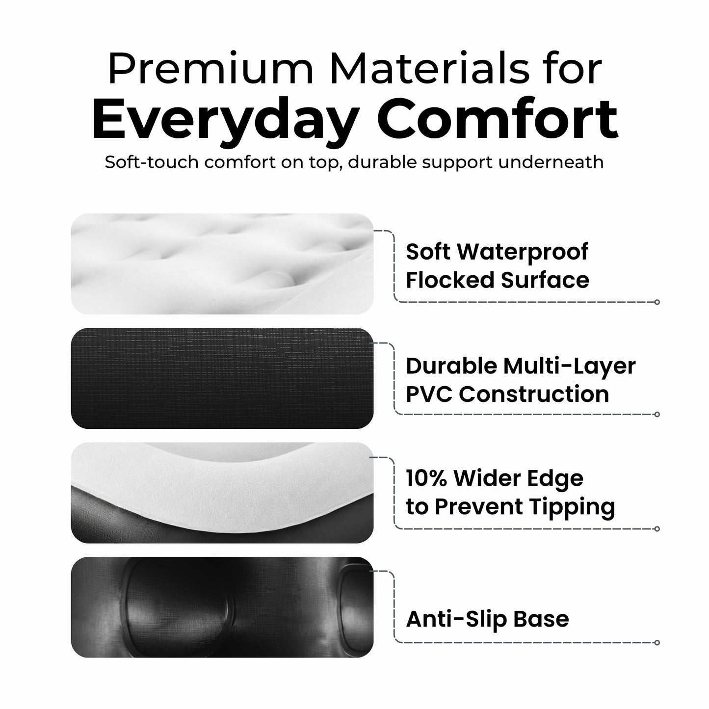 Straame King Size Airbed with Built-in Pump, Inflatable Mattress 203 x 157 x 47 cm, Blow Up Mattress Guest Bed, Self Inflating Camping Mattress with Carry Bag for Home Travel Sleepovers Guests Indoo