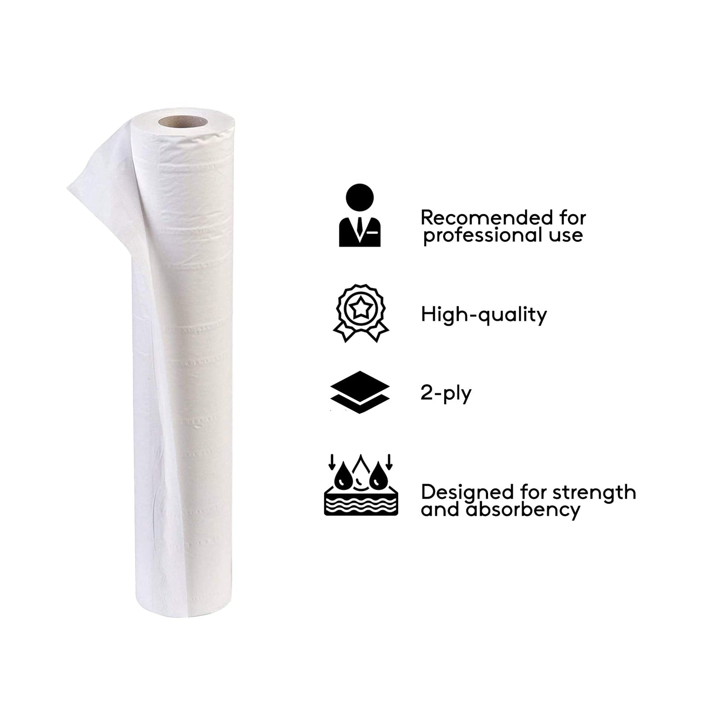 TPZ 40 Metres White Hygiene Coach Roll for Massage Table and Beauty Environment, Professional Use Paper Roll Individually Wrapped with Tear Off Perforation – 20” / 508mm wide - 40 Metres (3)