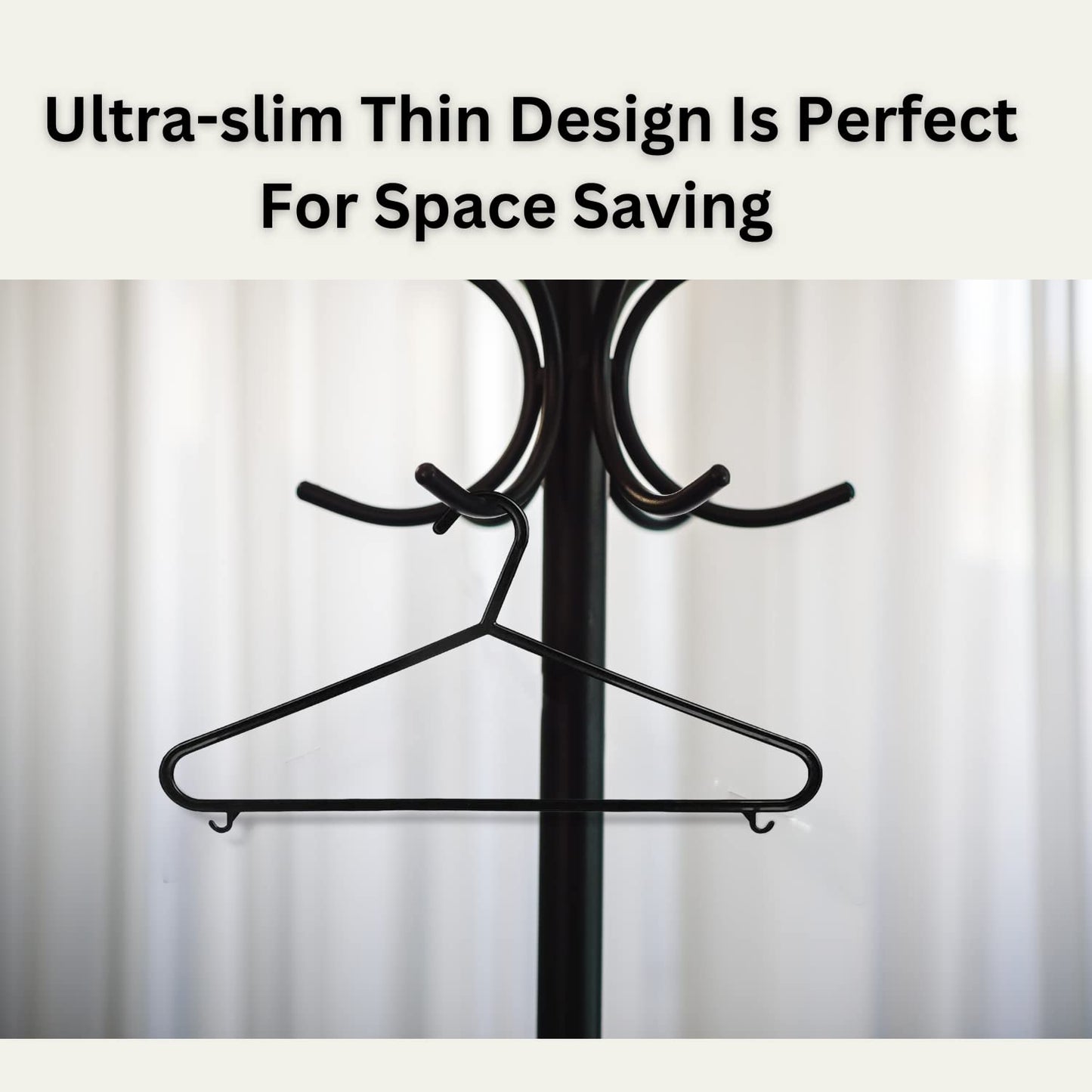 STRAAME Black Plastic Hangers with Hooks - Premium Adult Clothes Hangers - Thick, Strong & Space Saving - Pack of 25