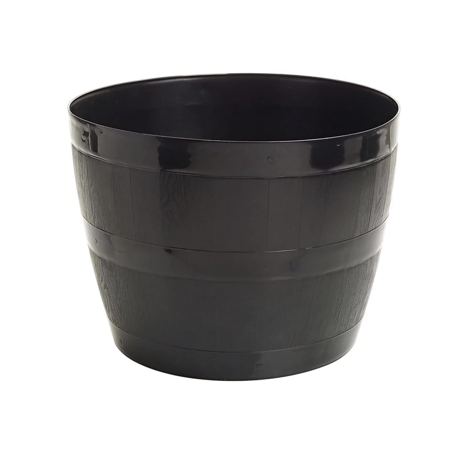 Straame Plant Pot Tub, Gardening Flower Pots - Indoor Or Outdoor Planter - Multi-Purpose - Makes Your Living Space Bloom (Black Barrel Plantar Small- 34 x 34 x 27 cm)