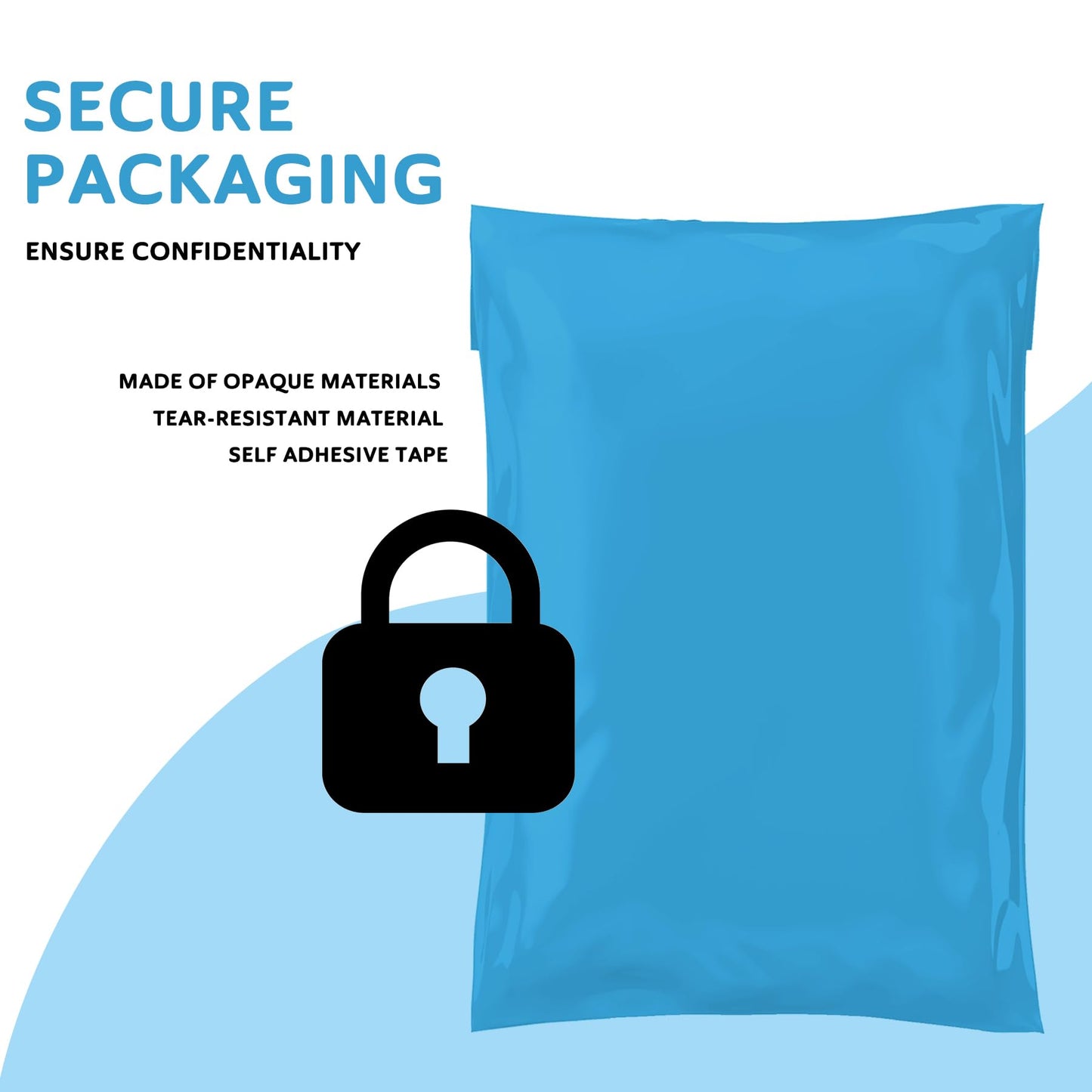 Mixed Size Grey Mailing Postal Bags, Self-Seal Closure Packaging Mailers, Delivery Mailing Bag Flexible and Tempered Proof, Secure Small to Large Postal Mailers (Blue, 100)