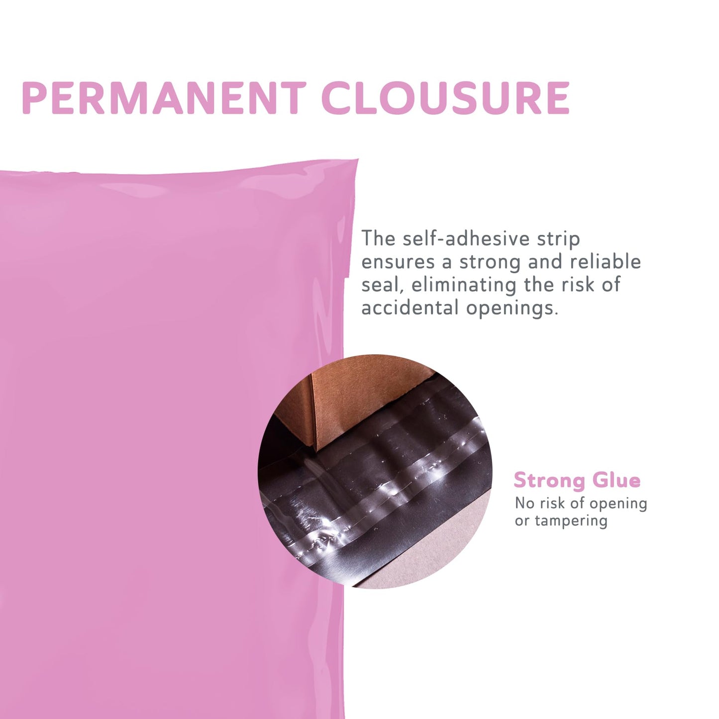 Mixed Size Grey Mailing Postal Bags, Self-Seal Closure Packaging Mailers, Delivery Mailing Bag Flexible and Tempered Proof, Secure Small to Large Postal Mailers (Pink, 100)