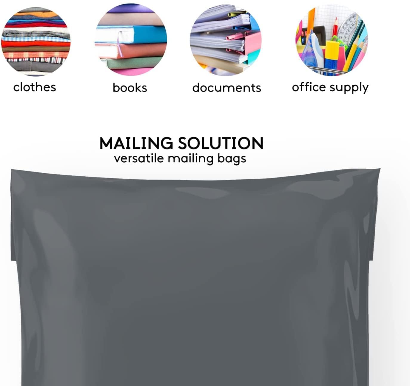 Mailing Bags, Grey Parcel Delivery Bags with Self-Seal Closure, Flexible Lightweight and Tear Proof Postal Mailing Bags, Multipack Mailing Envelope Bags (17x24, 100pk)