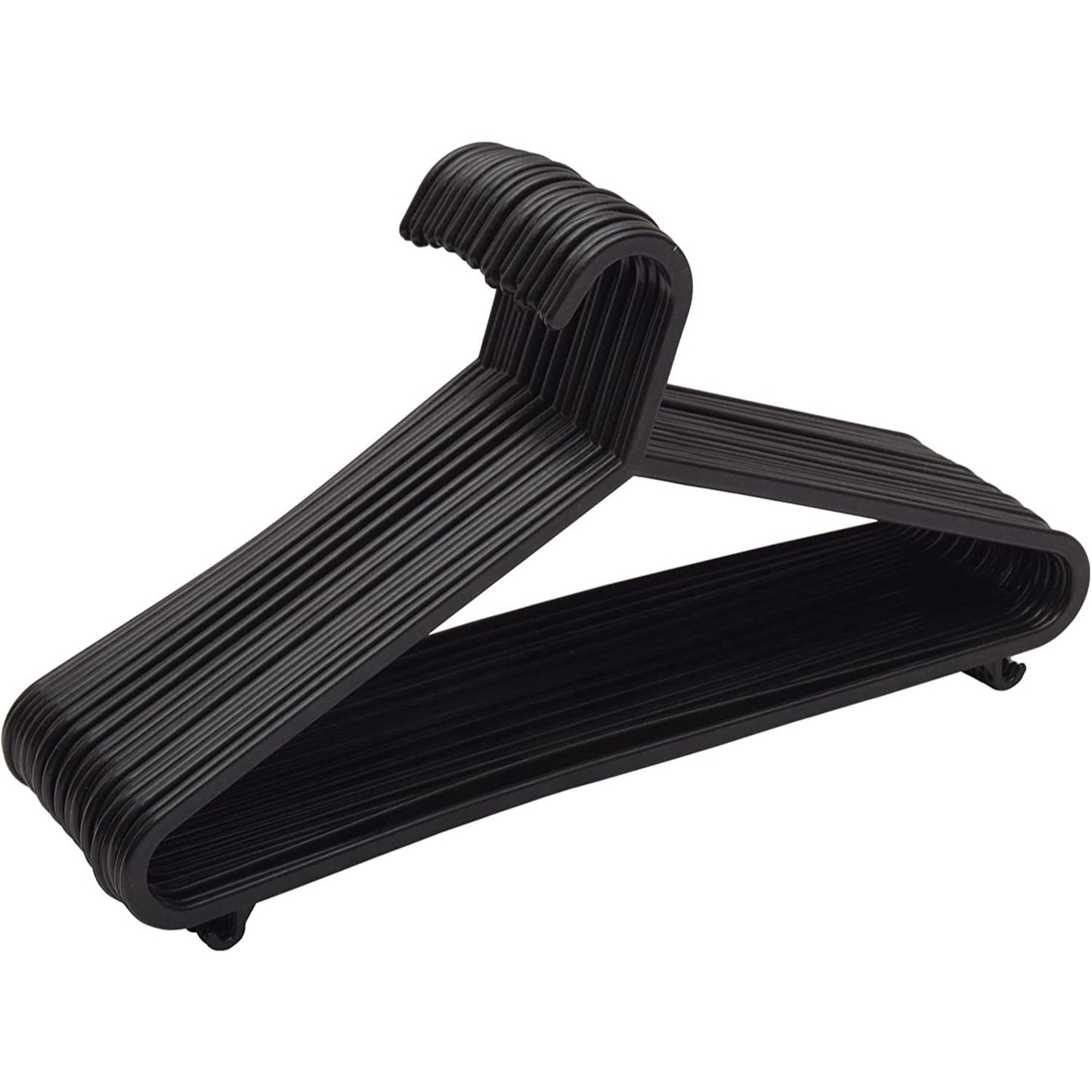 STRAAME Black Plastic Hangers with Hooks - Premium Adult Clothes Hangers - Thick, Strong & Space Saving - Pack of 25