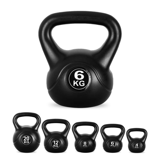 Lockie Fitness Kettlebell Weight, 6kg Cement-Filled Kettle Bell, Black