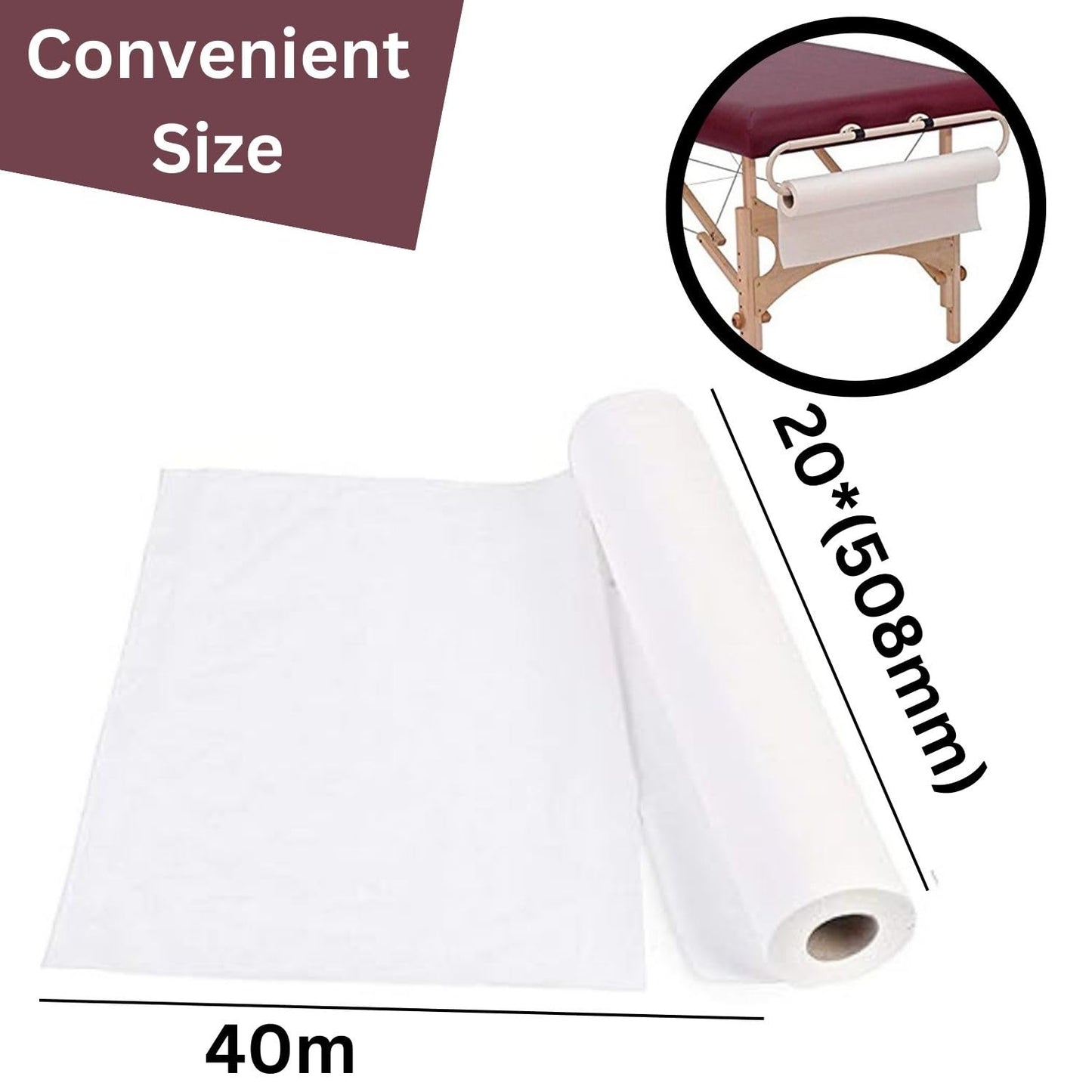 Straame Hygiene White Roll for Professional Use. Disposable & Easy to Set Up Sanitary Solution. Medical & Beauty Environments. 40 m Tear Off White Couch Roll, Individually Wrapped Paper Roll (6)