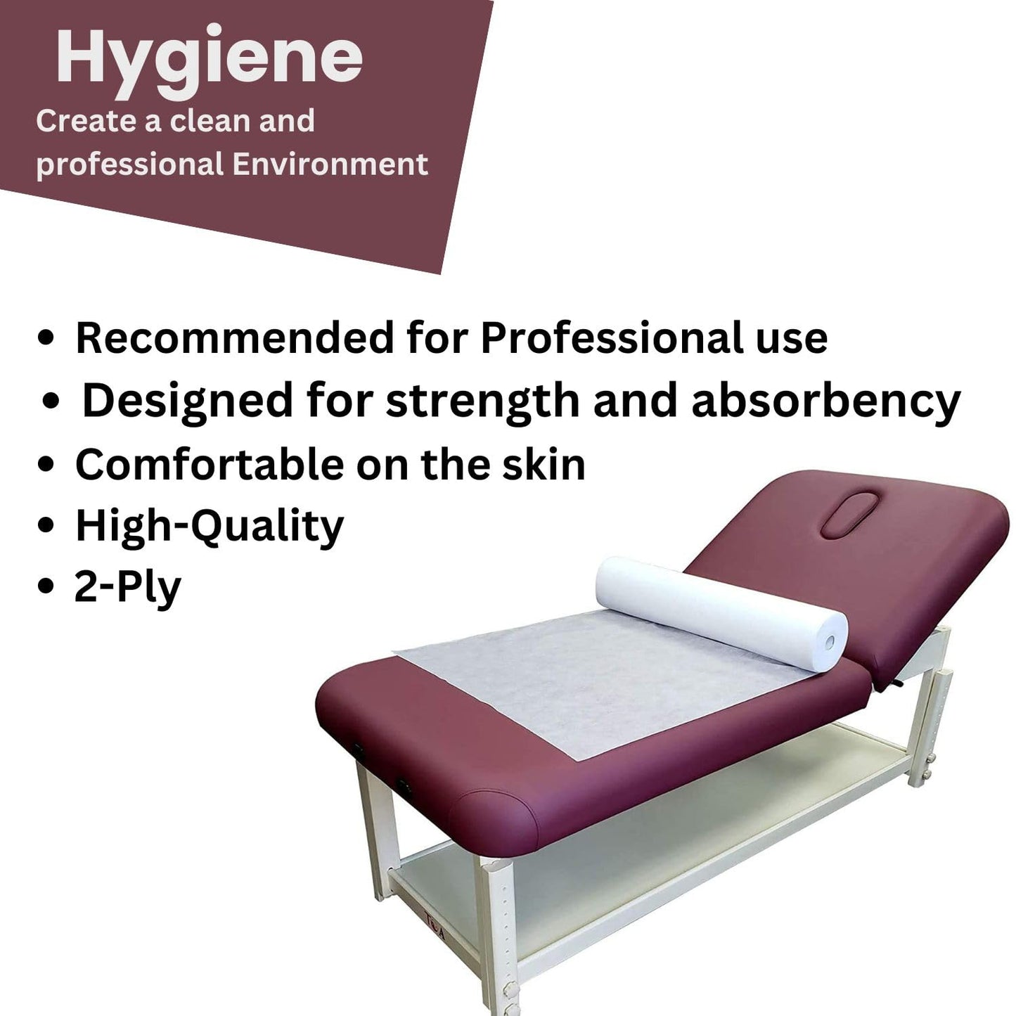 Straame Hygiene White Roll for Professional Use. Disposable & Easy to Set Up Sanitary Solution. Medical & Beauty Environments. 40 m Tear Off White Couch Roll, Individually Wrapped Paper Roll (6)