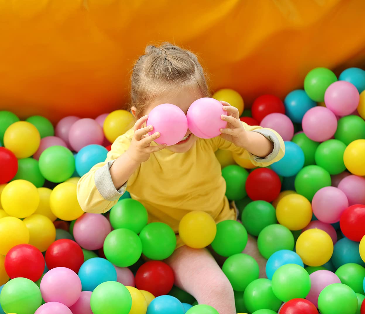Straame Playballs, Soft Pit Balls for Kids, Small Colourful Plastic Balls, Crush Proof, No Sharp Edges, Toxic Free, Baby Approved Playball Set (Multicolour, 500 Balls)