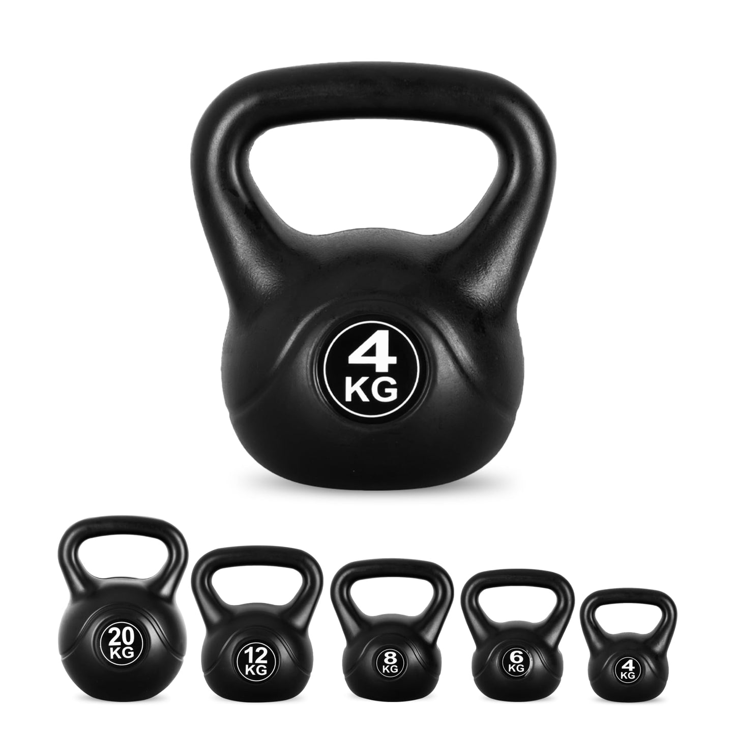Lockie Fitness Kettlebell Weight, 4kg Cement-Filled Kettle Bell