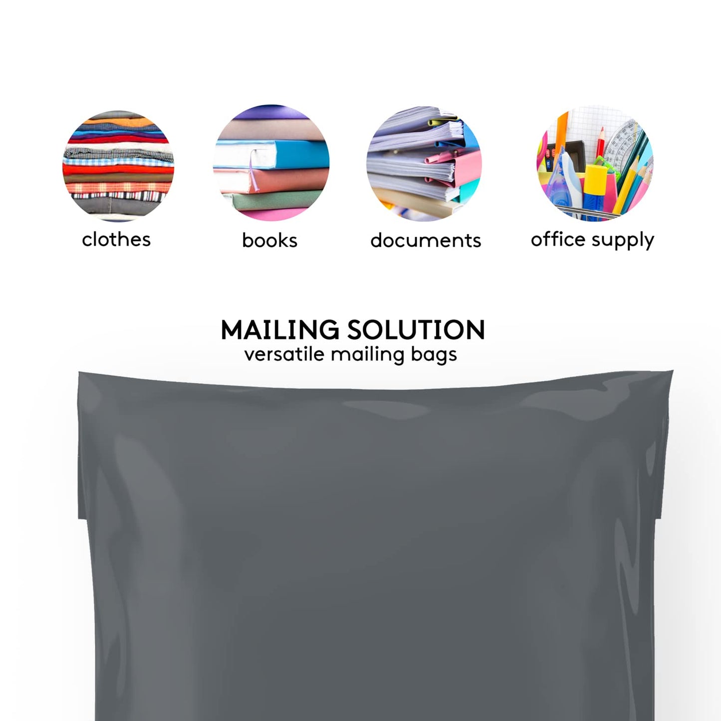 Mailing Bags, Grey Parcel Delivery Bags with Self-Seal Closure, Flexible Lightweight and Tear Proof Postal Mailing Bags, Multipack Mailing Envelope Bags (10x14, 25pk)