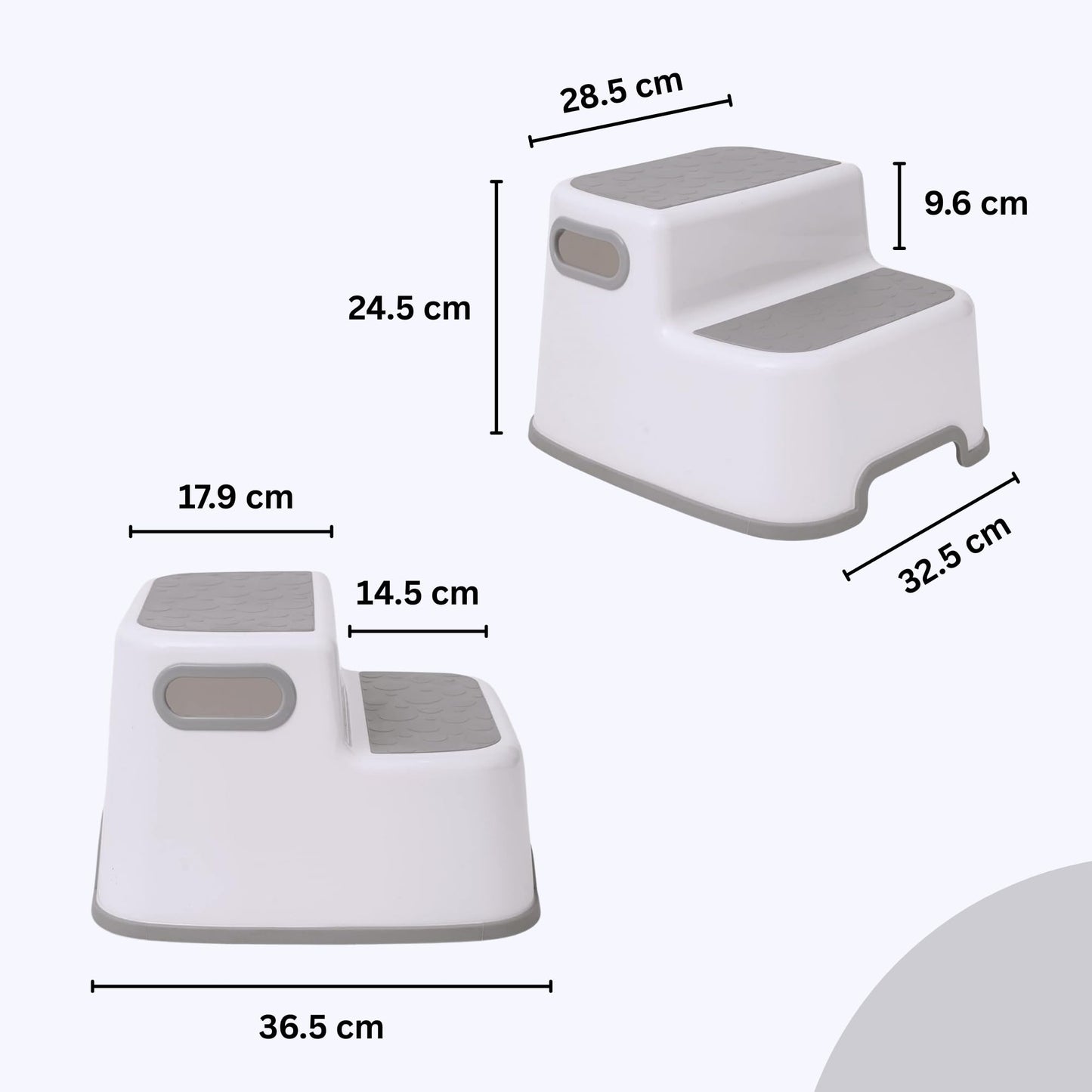 Straame Double Step Stool for Kids, Non-Slip 2 Step Stool for Toddlers with Built-in Handles, Step Stool for Potty Training, Bathroom and Kitchen, Sturdy and Practical Design (White)