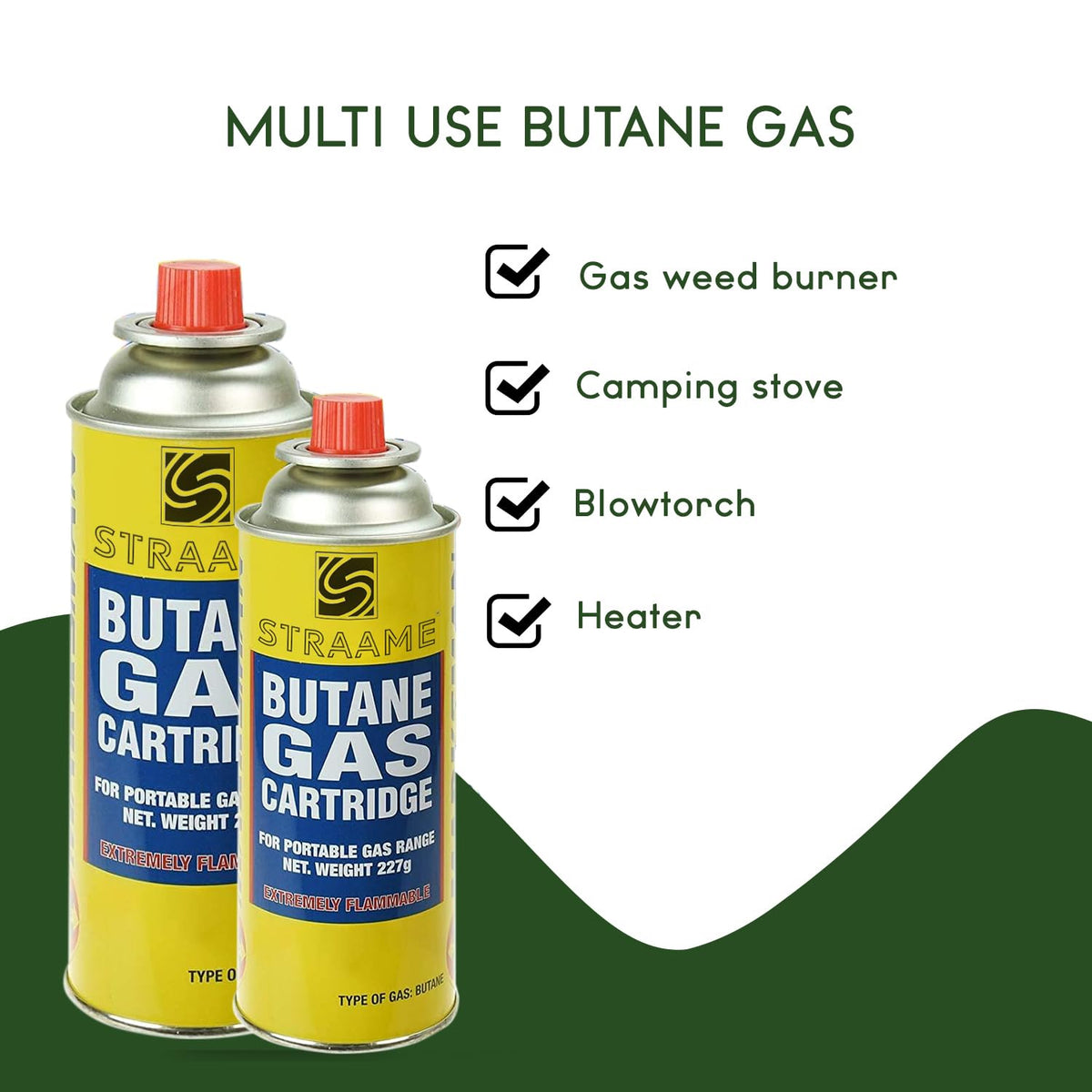 Straame Camping Gas Cartridges 227g, Portable Push-Fit Canisters, Pack of 8