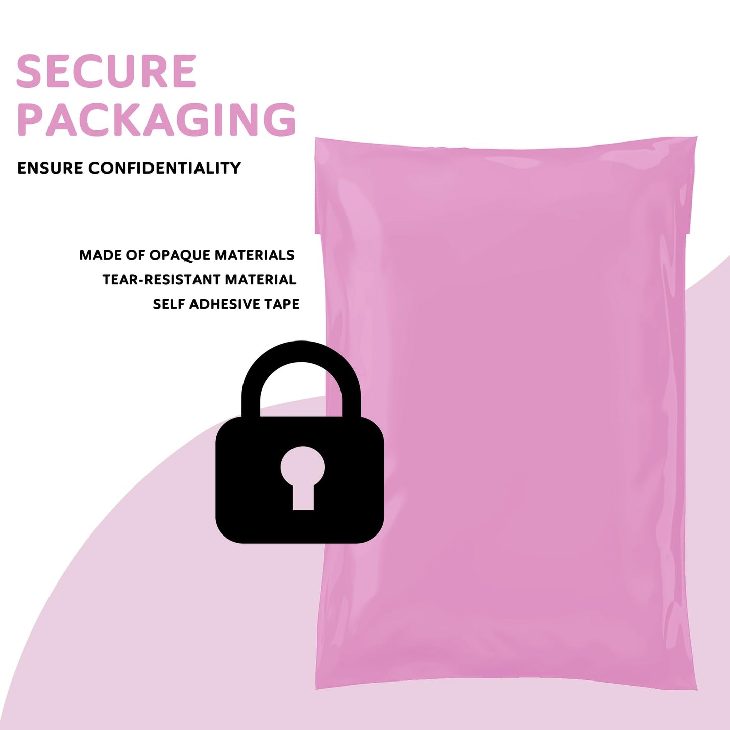 Mixed Size Grey Mailing Postal Bags, Self-Seal Closure Packaging Mailers, Delivery Mailing Bag Flexible and Tempered Proof, Secure Small to Large Postal Mailers (Pink, 100)