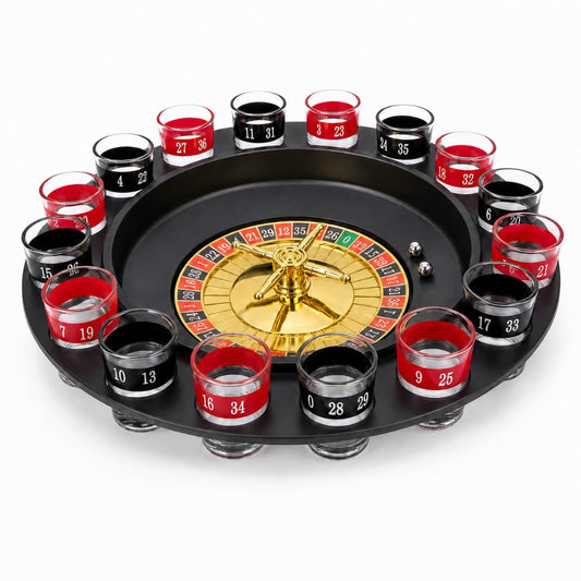 Straame Roulette Drinking Game, 16 Shot Glasses, 2 Balls, Party Set, 1 Pack