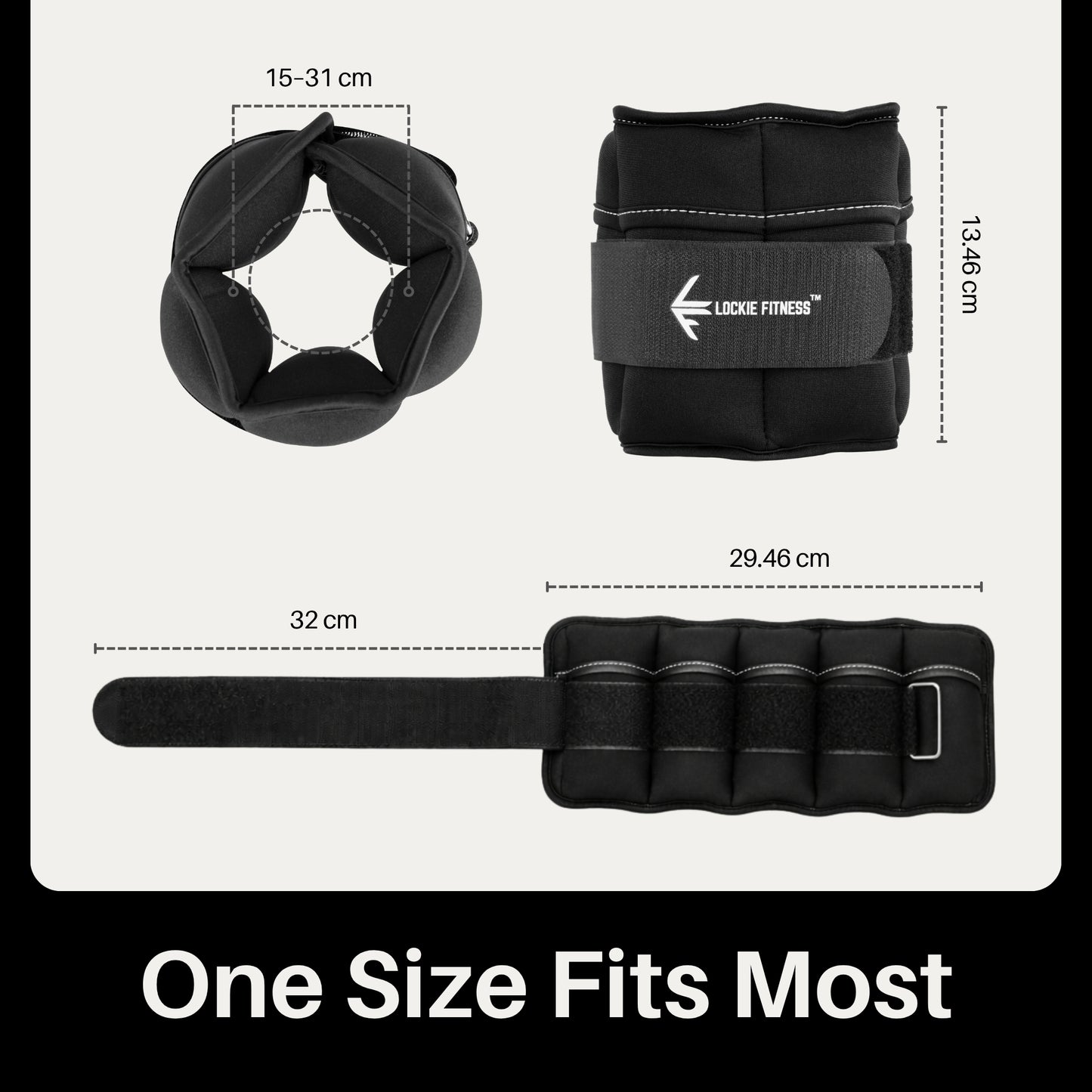Lockie Fitness Ankle Weights & Wrist Weights Pair, Adjustable 0.9-3.2 kg, Neoprene Ankle Weights Women, Men & Kids, Pilates Weights, Leg Weights, Weights for Walking, Jogging & Home Workouts