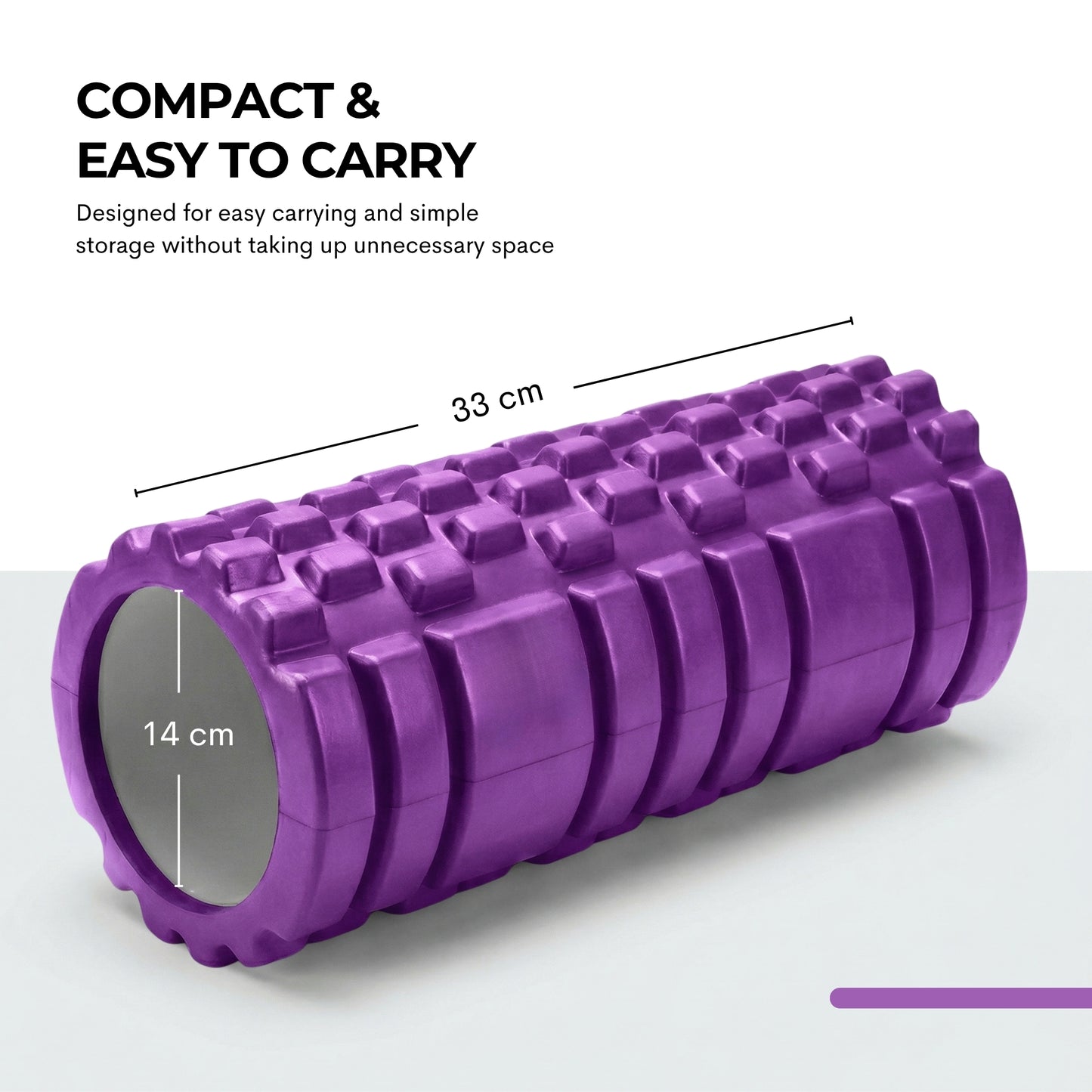 Foam Roller, Deep Tissue Massage Roller with Trigger Point Foam Roller Grid for Back, Legs, Calves & Fascia, Medium Density Pilates Roller, Yoga Roller & Gym Roller for Recovery (Purple)