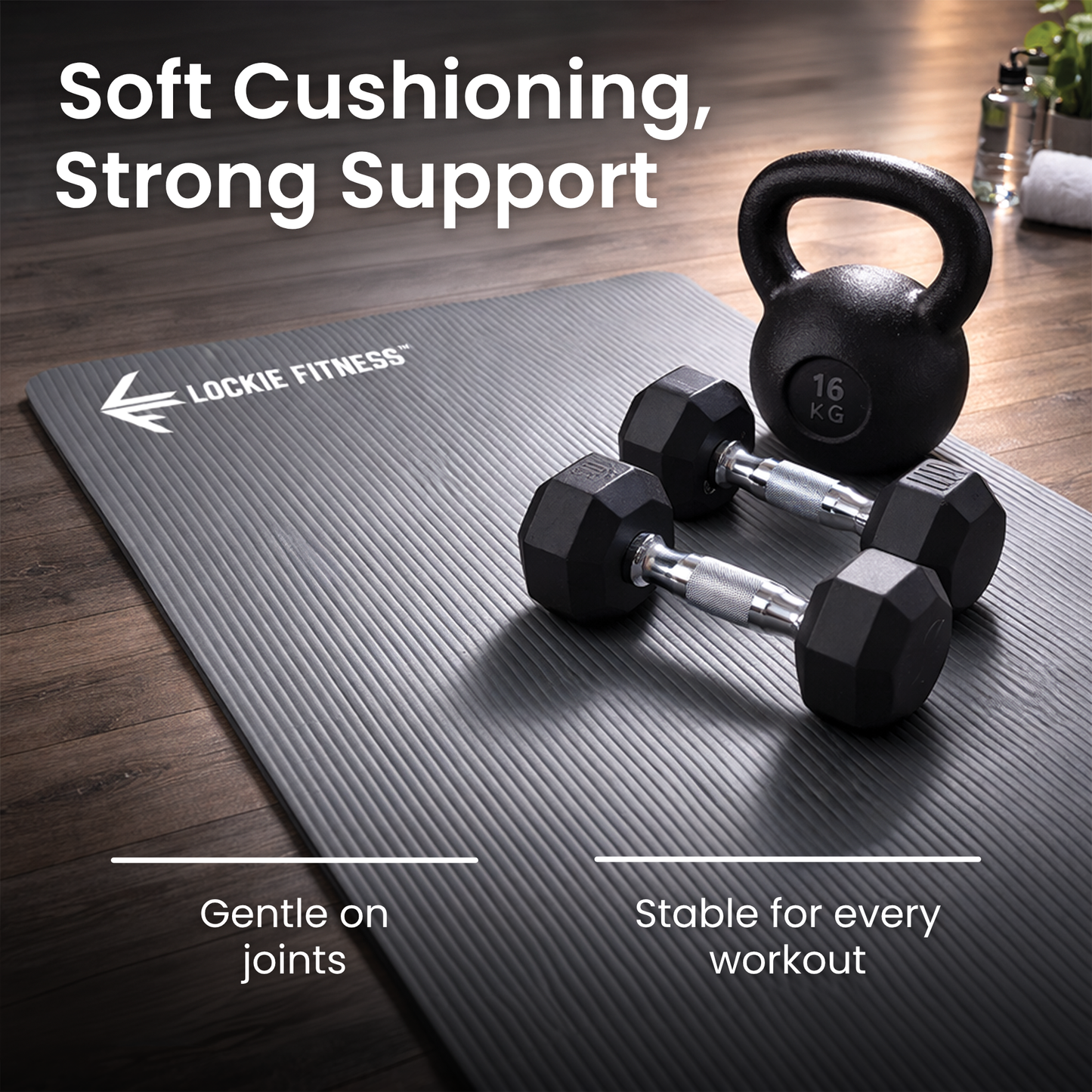 Lockie Fitness Yoga Mat 8 mm Thick, Non Slip Exercise Mat for Women and Men, TPE Foam Pilates Mat, Gym Mat for Home Workout, Yoga, Pilates, Exercise & Gymnastics, 180 x 60 cm - Grey