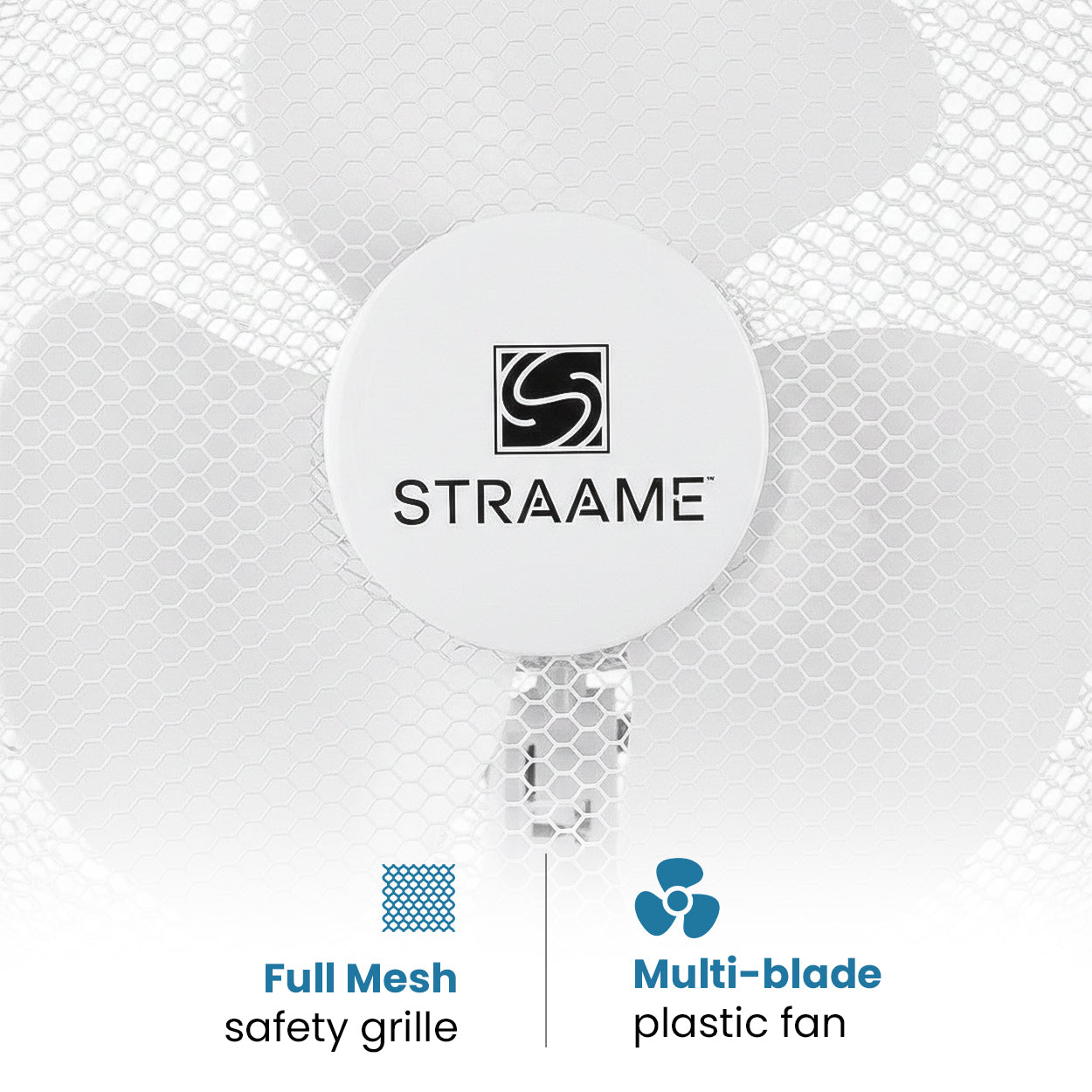 Straame 16 Inch White Pedestal Fan, Quiet Standing Fan, High Performance Fan, Adjustable Height up to 140 cm, 3 Speed Settings, Tilting Head, Low Energy 45W Cooling Fans for Houses and Offices