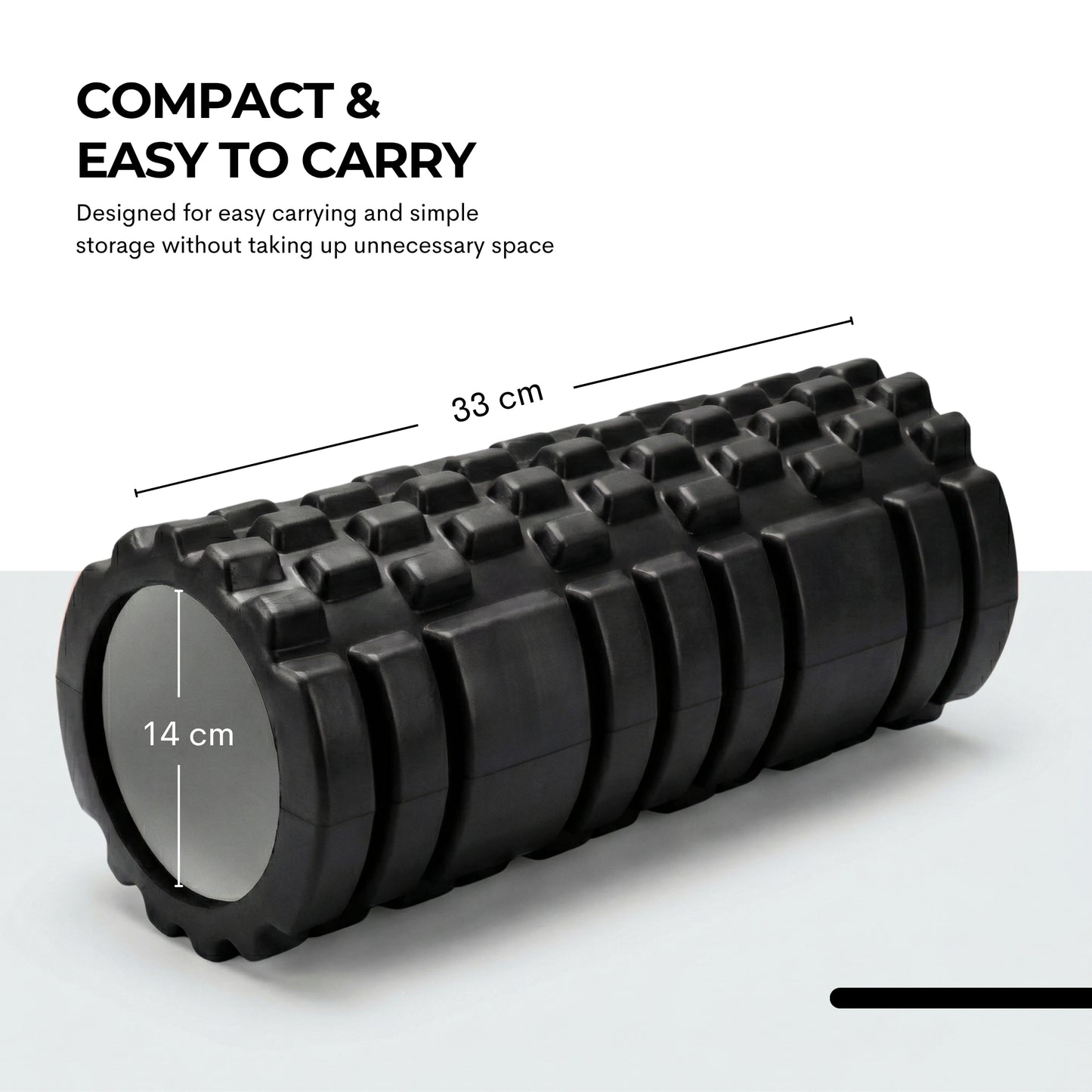 Foam Roller, Deep Tissue Massage Roller with Trigger Point Foam Roller Grid for Back, Legs, Calves & Fascia, Medium Density Pilates Roller, Yoga Roller & Gym Roller for Recovery (Black)