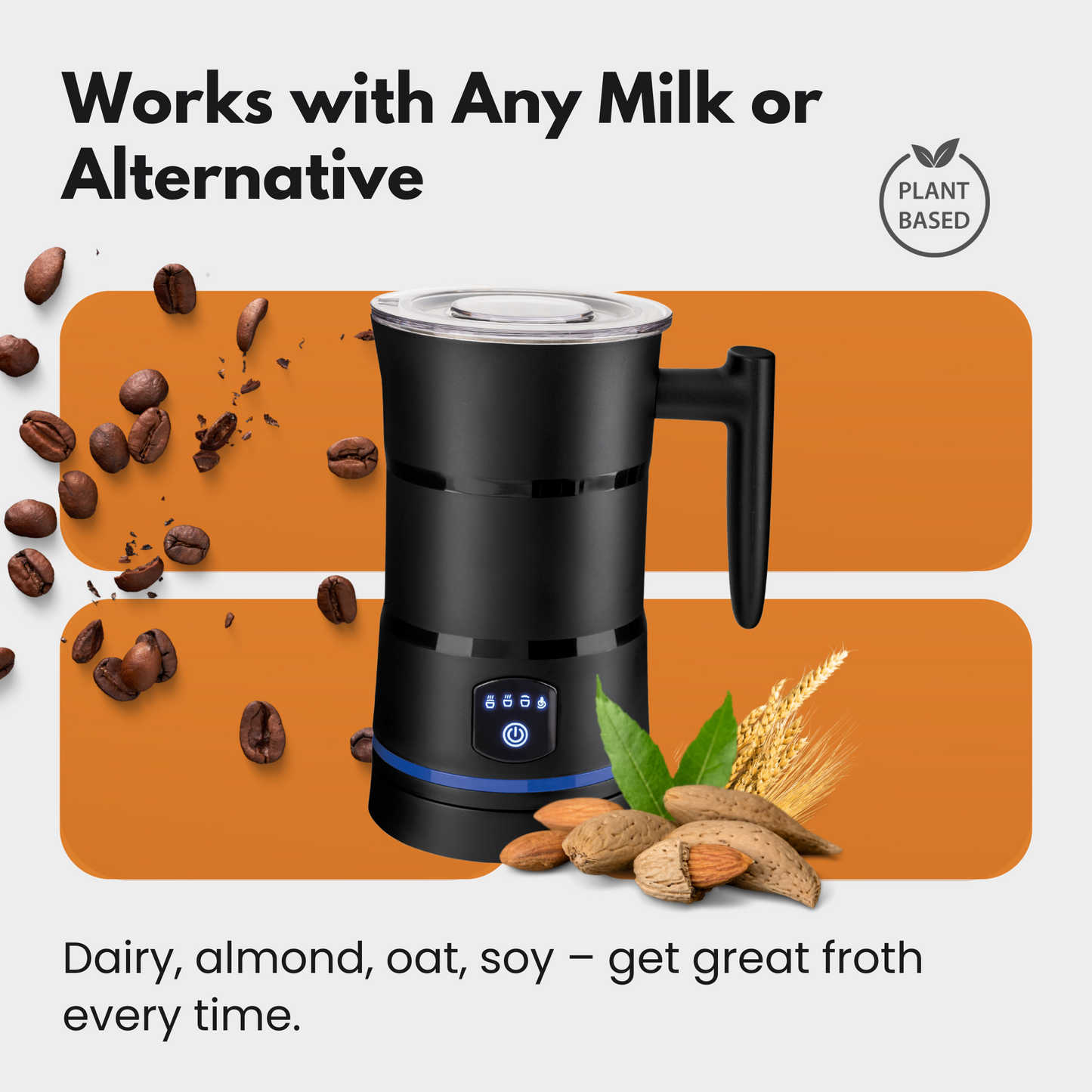 Straame Electric Milk Frother – Professional Automatic Foam Maker for Lattes, Cappuccinos & Hot Chocolates, Stainless Steel, Whisk & Froth in Seconds, Versatile Modes – Ideal for Home & Office Use