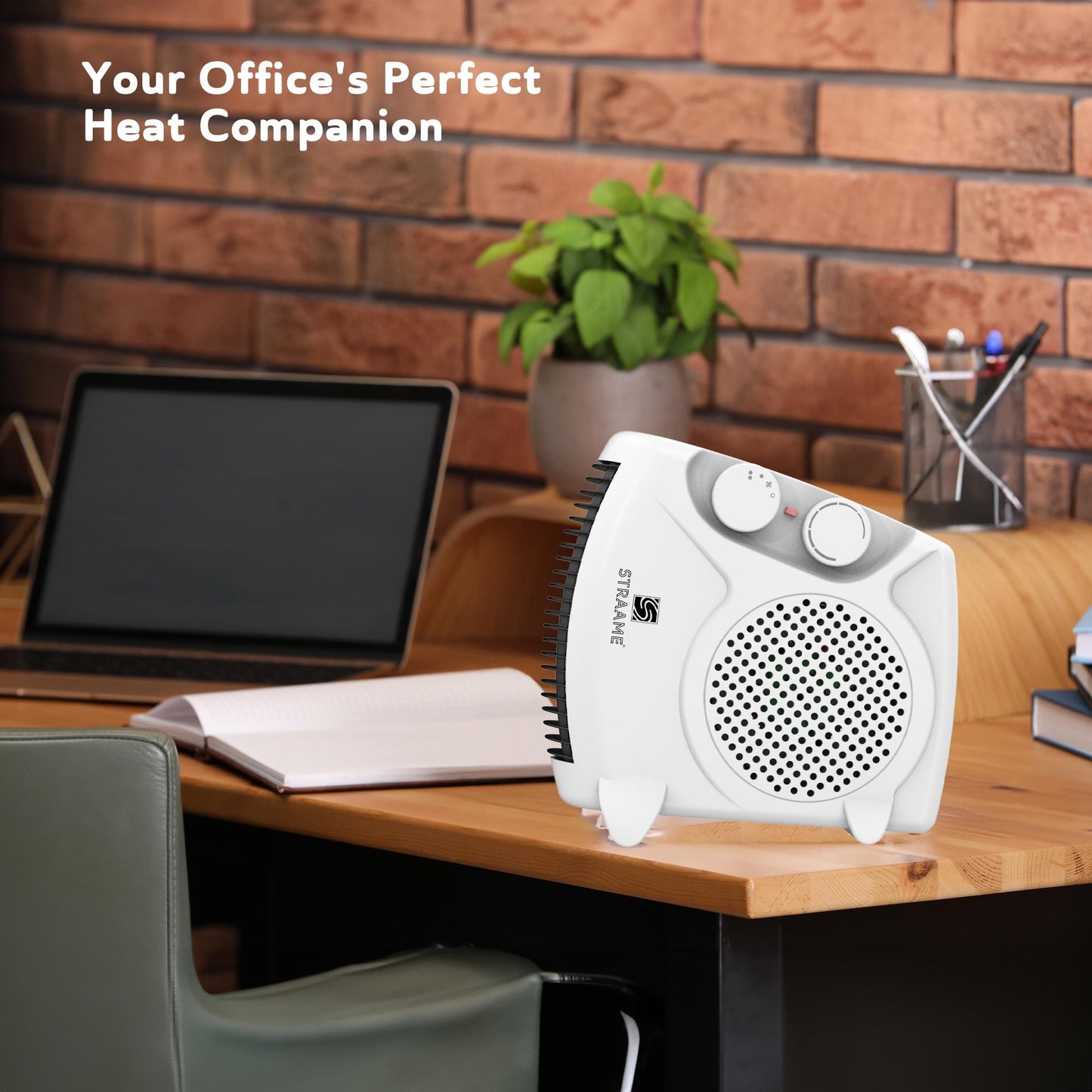 Straame Portable Fan Heater with Variable Thermostat, 2 Heat Settings & Fan Mode Room Electric Heater, Easy to Use, Compact Design with Carry Handle Heater